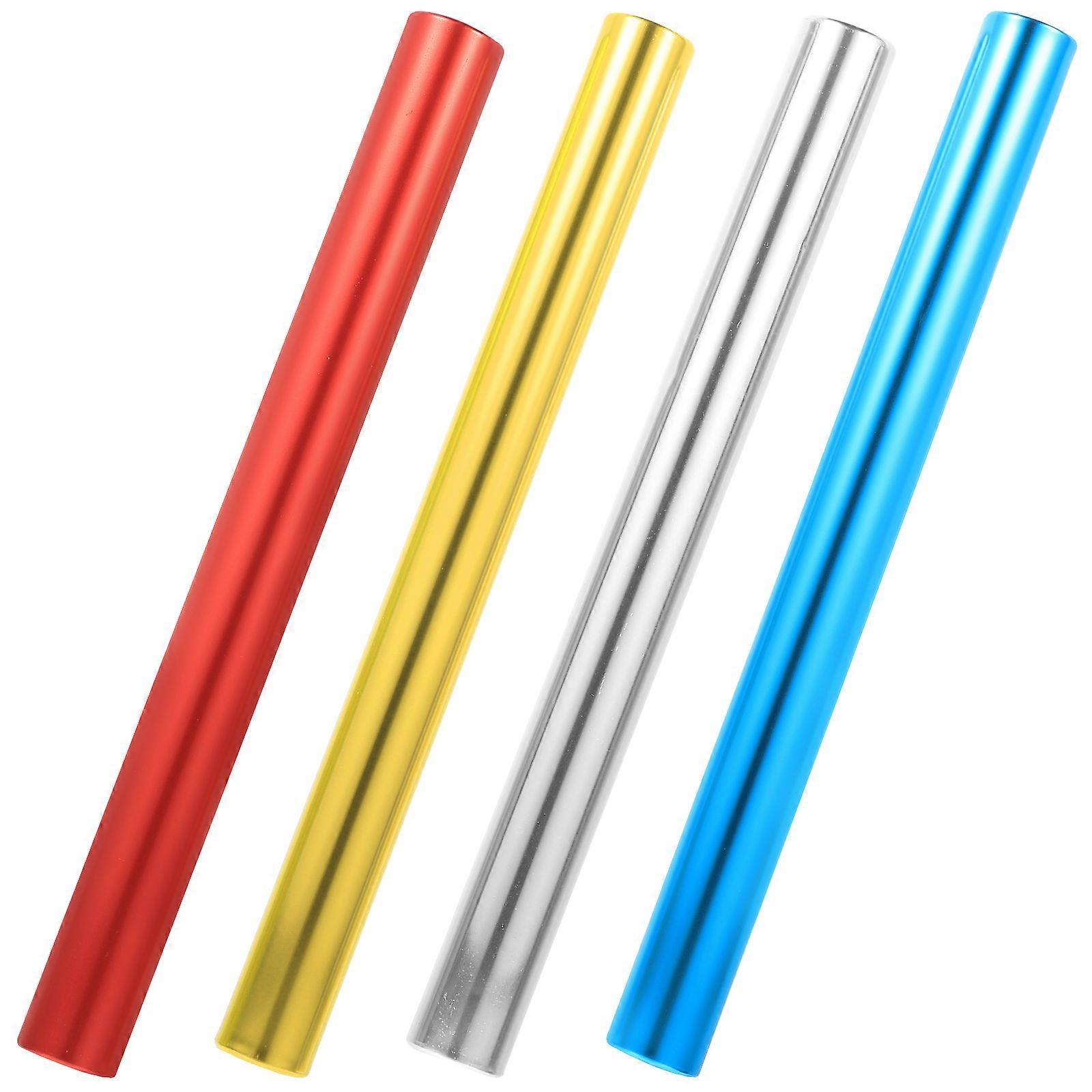 Competition Relay Sticks Lightweight Round Smooth Edge Yellow 4Pcs Sports Accessory