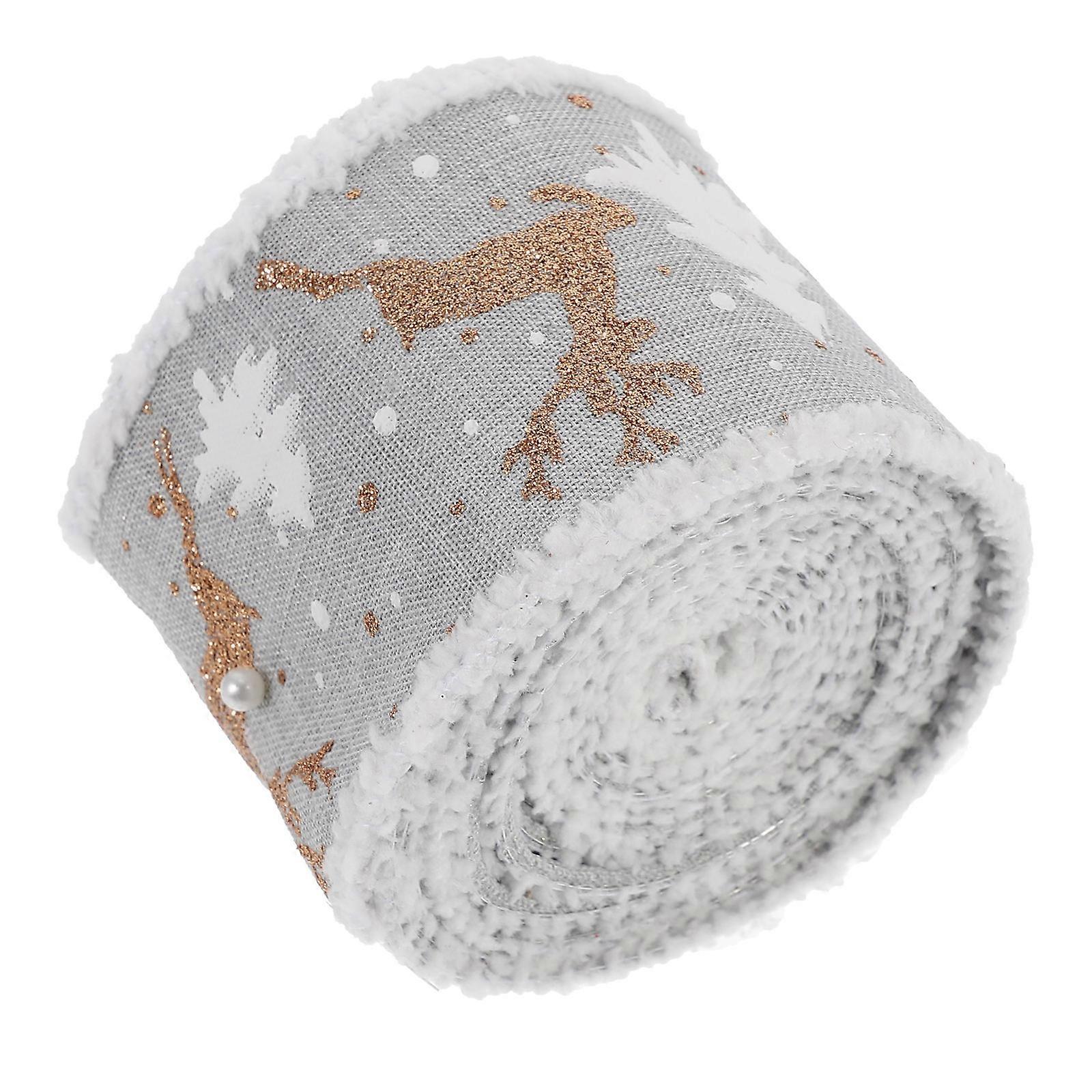 Present Wrapping Ribbon Grey Rectangular Linen Bow Making Christmas Party 1 Roll