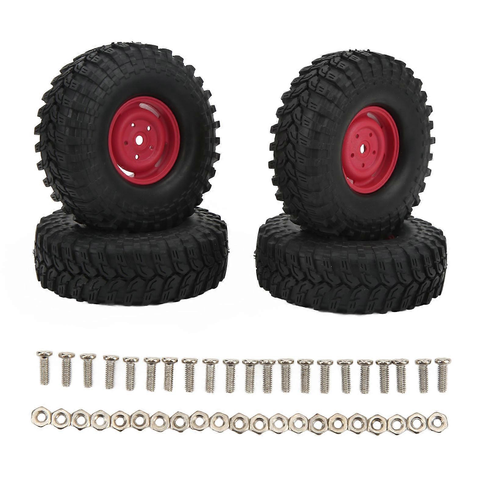 4 Stück 1,9 Zoll RC Reifen Gummi langlebiger verschleißfester RC Autoreifen für RC Crawler Geländewagen rot