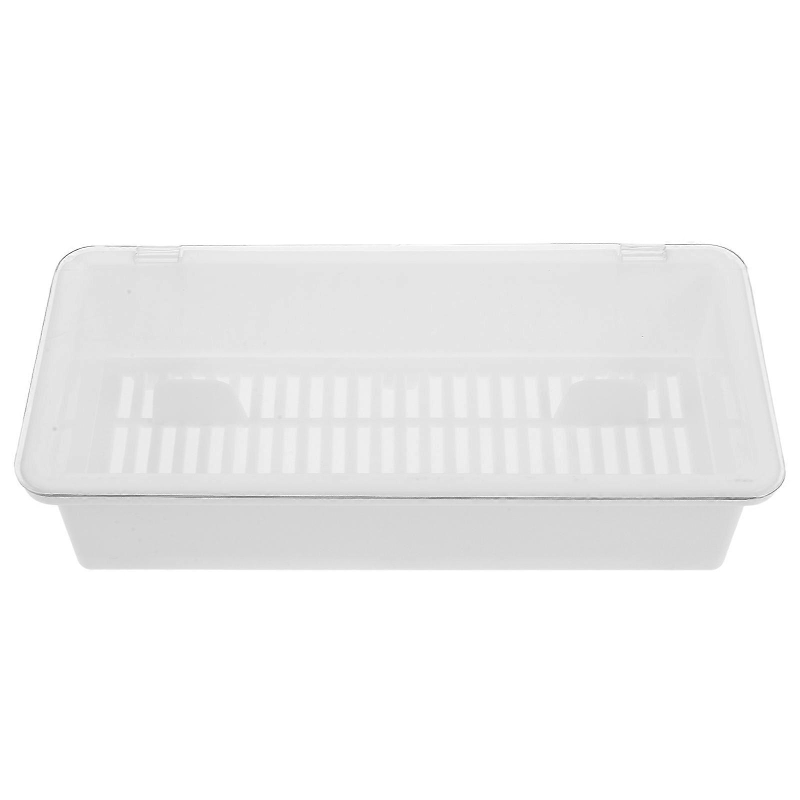 Storage Plastic Tray With Lid Rectangular Shape For Kitchen Organization 1Pcs