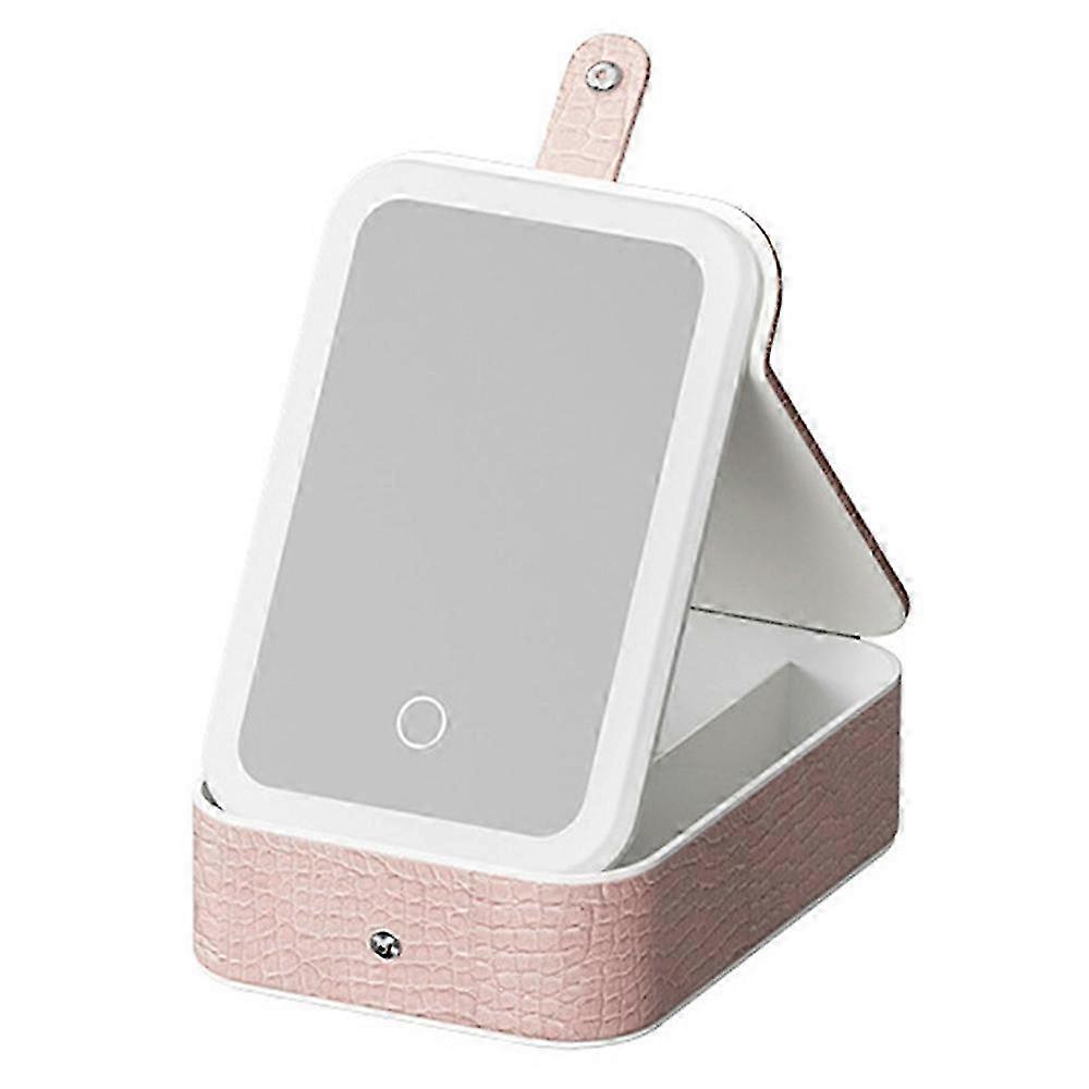 Portable LED Makeup Mirror with Storage Box and Organizer, S-Green