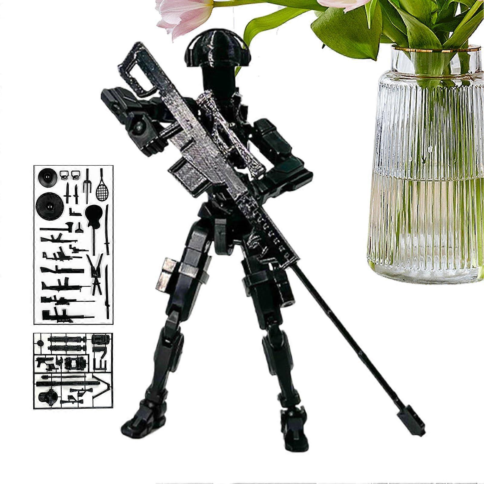 3D Printed MultiJointed Movable Action Figures Collectible Toys (Black)