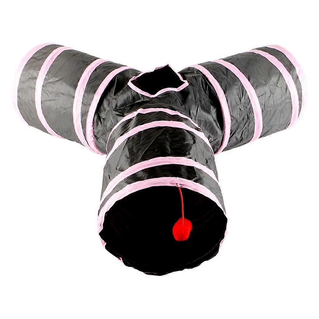 Foldable cat tunnel, spring tube, Yshape, tunnel with trailer, toy, relieves boredom for indoor cats, rose
