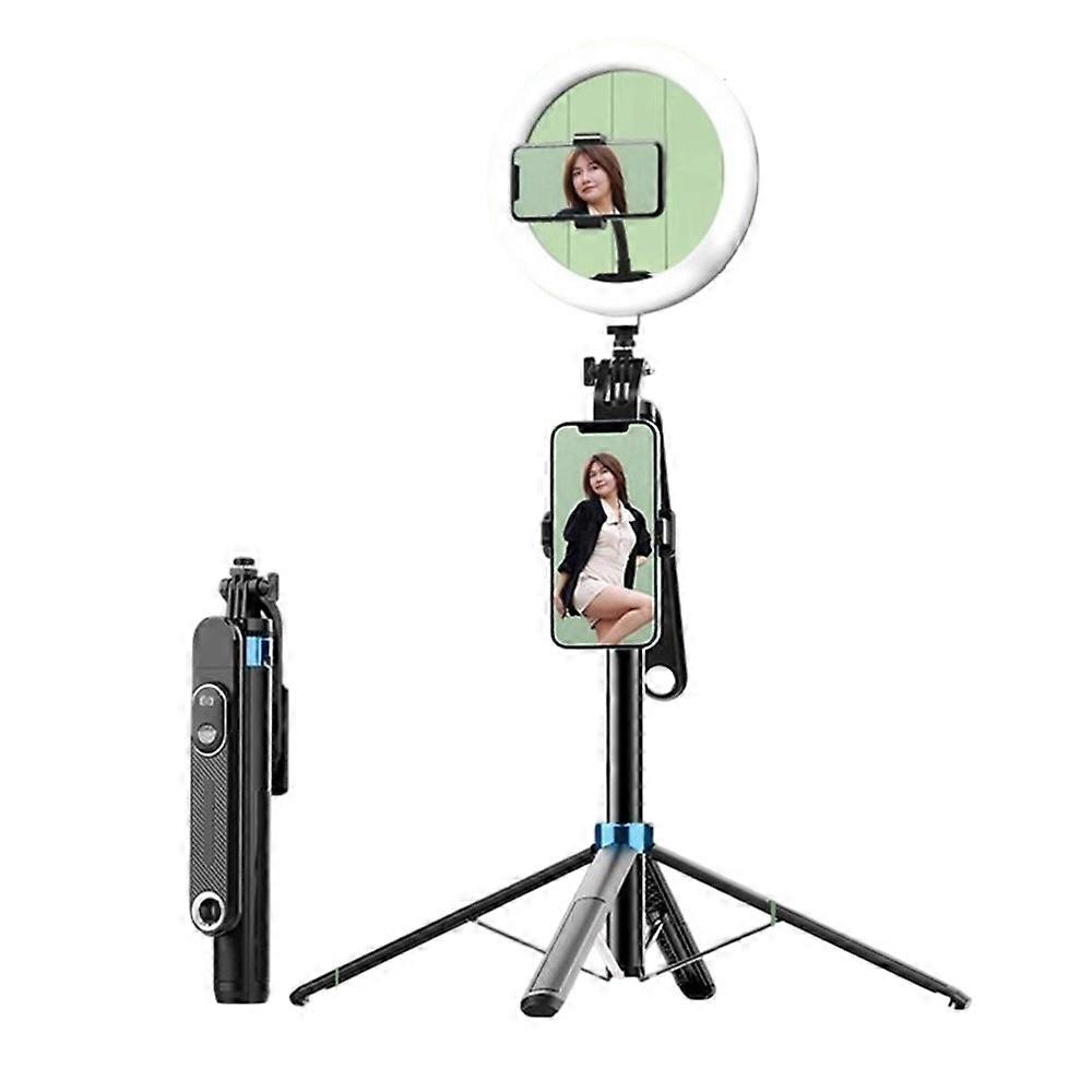 P515 Extendable Phone Selfie Stick Bluetooth-Compatible Shutter Photography Stand with 10 Inch Ring Light