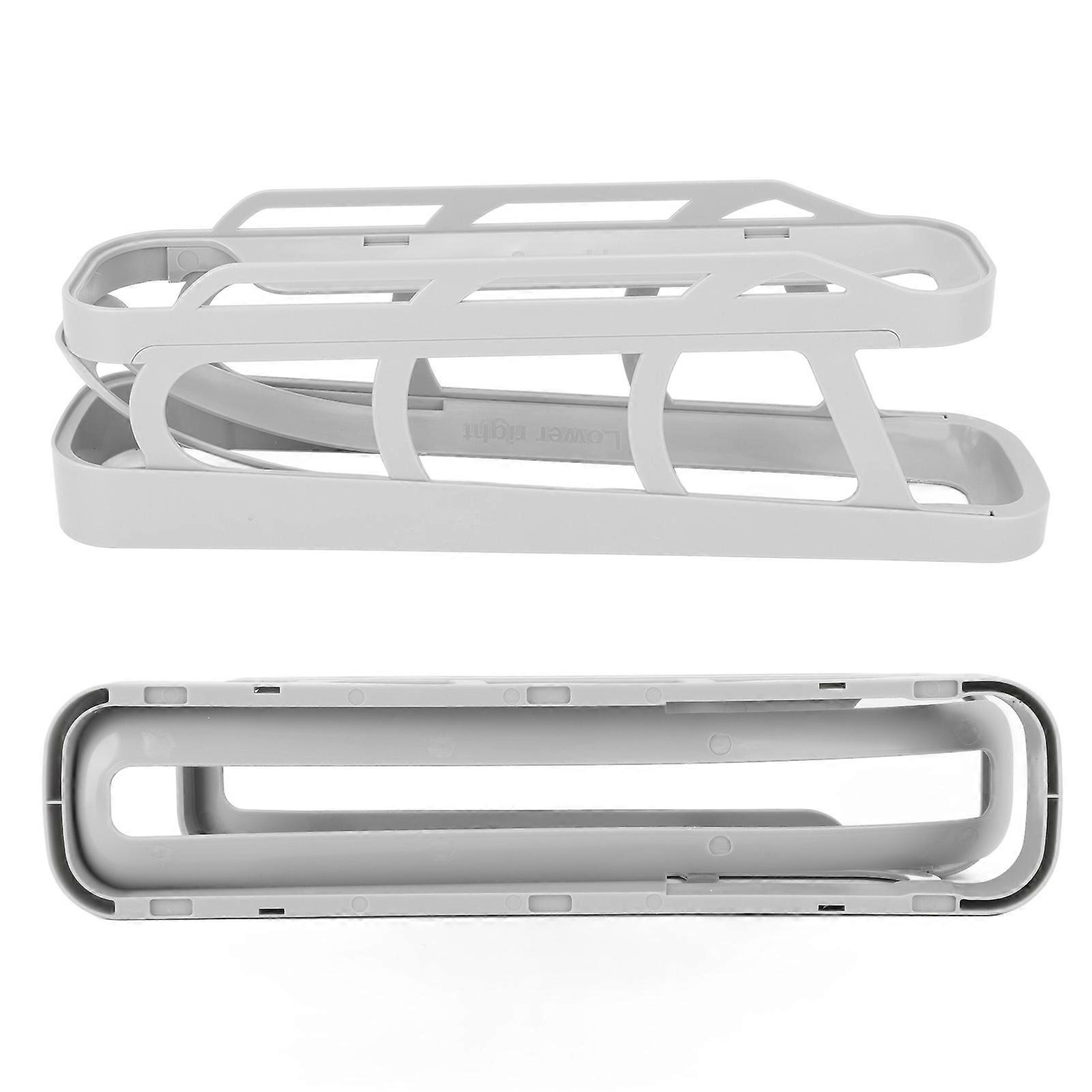 Rolling Egg Dispenser 2 Tier Space Saving Automatic Roll Down Egg Holder for Refrigerator Countertop Gray 