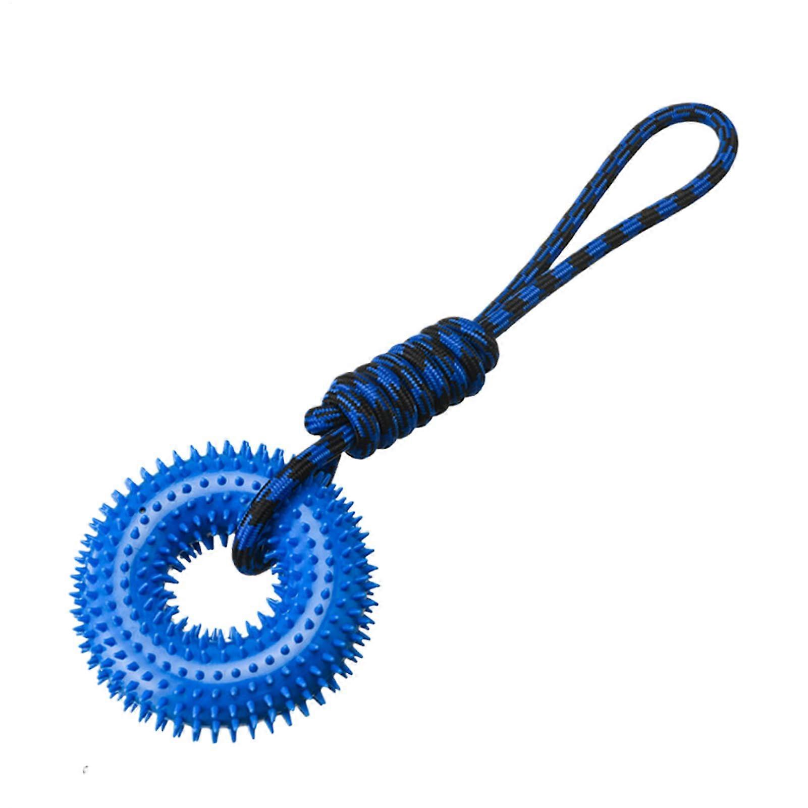 Dog Toy Squeaky Chew Trainer Indestructible Rope Toy For Aggressive Chewers Blue Puppy Teething Boredom Relief