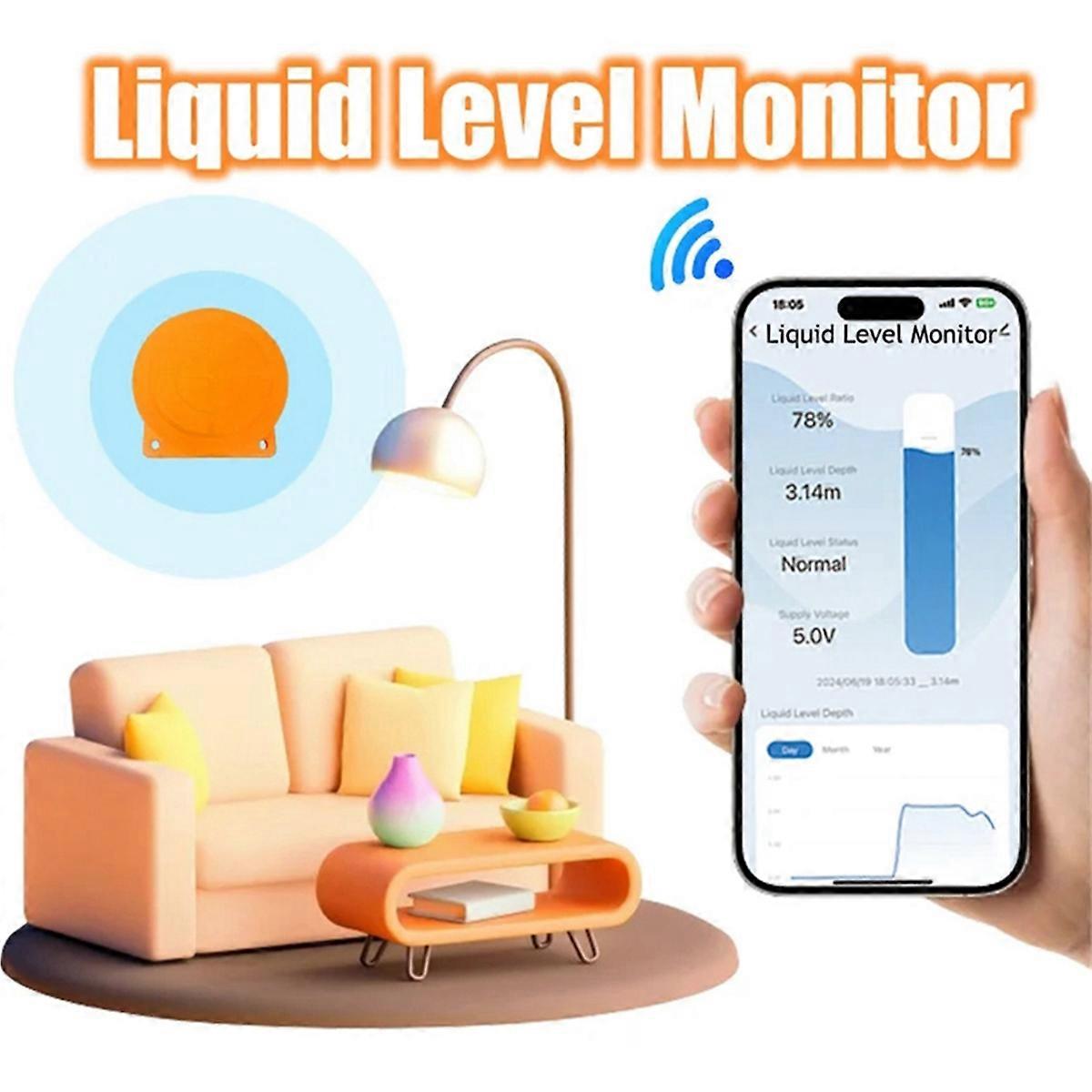 Tuya Zigbee Ultrasonic Liquid Level Water Tank Monitor Sensor with Real-Time Alarm Notification APP