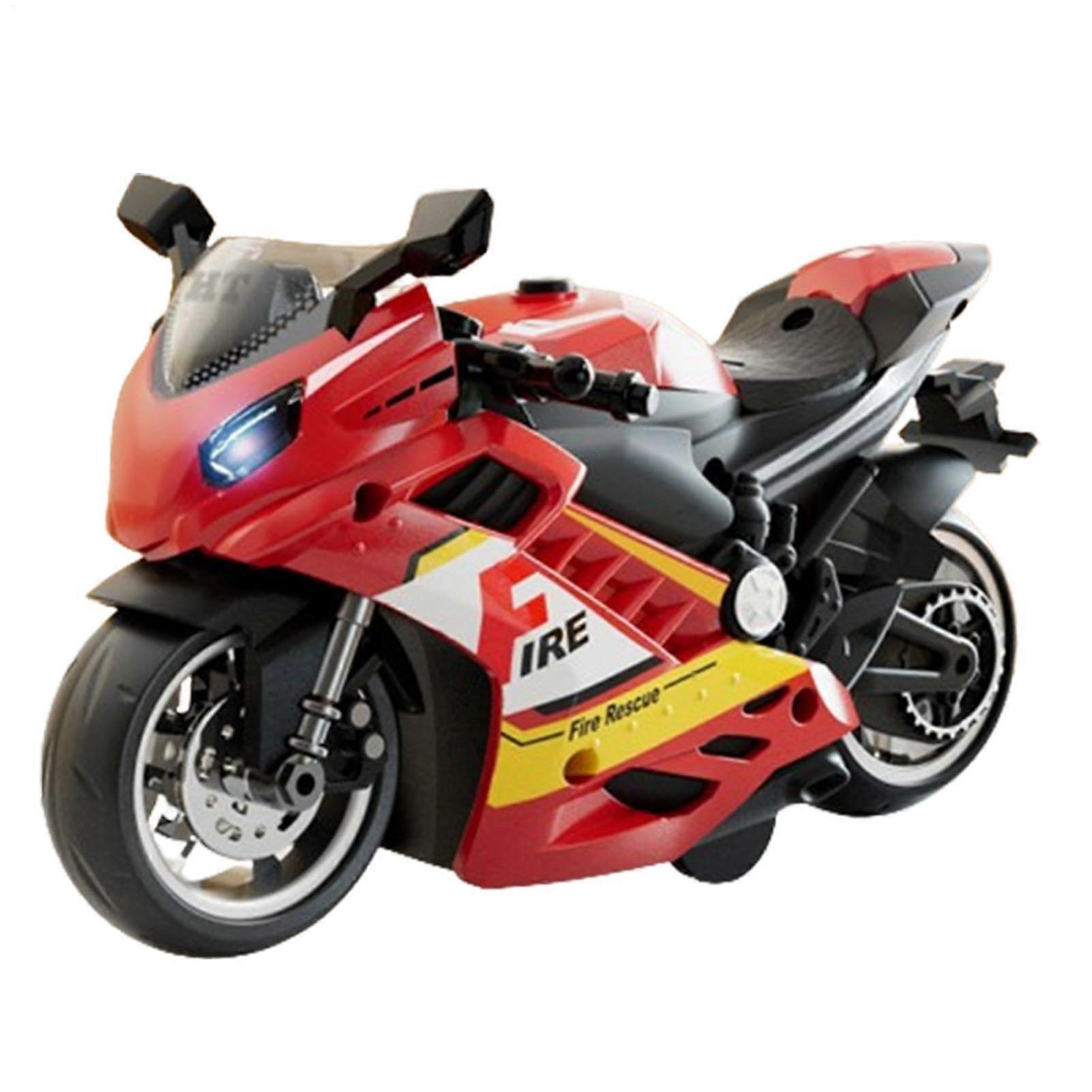 Motorcycle model kit with colorful lights, pullback motor for all, red.