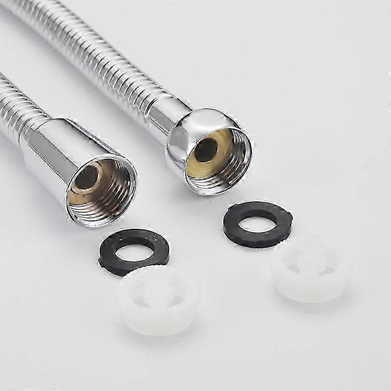 360 5ft Shower Hose - Universal Replacement Stainless Steel Anti-Twist Shower Hose with 4 Washers - Chrome Effect