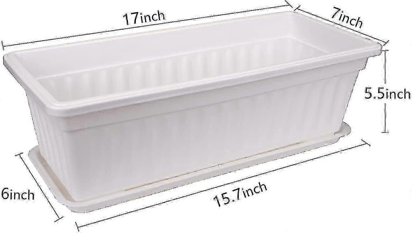 5 Pack 17 Inches White Flower Window Box Plastic