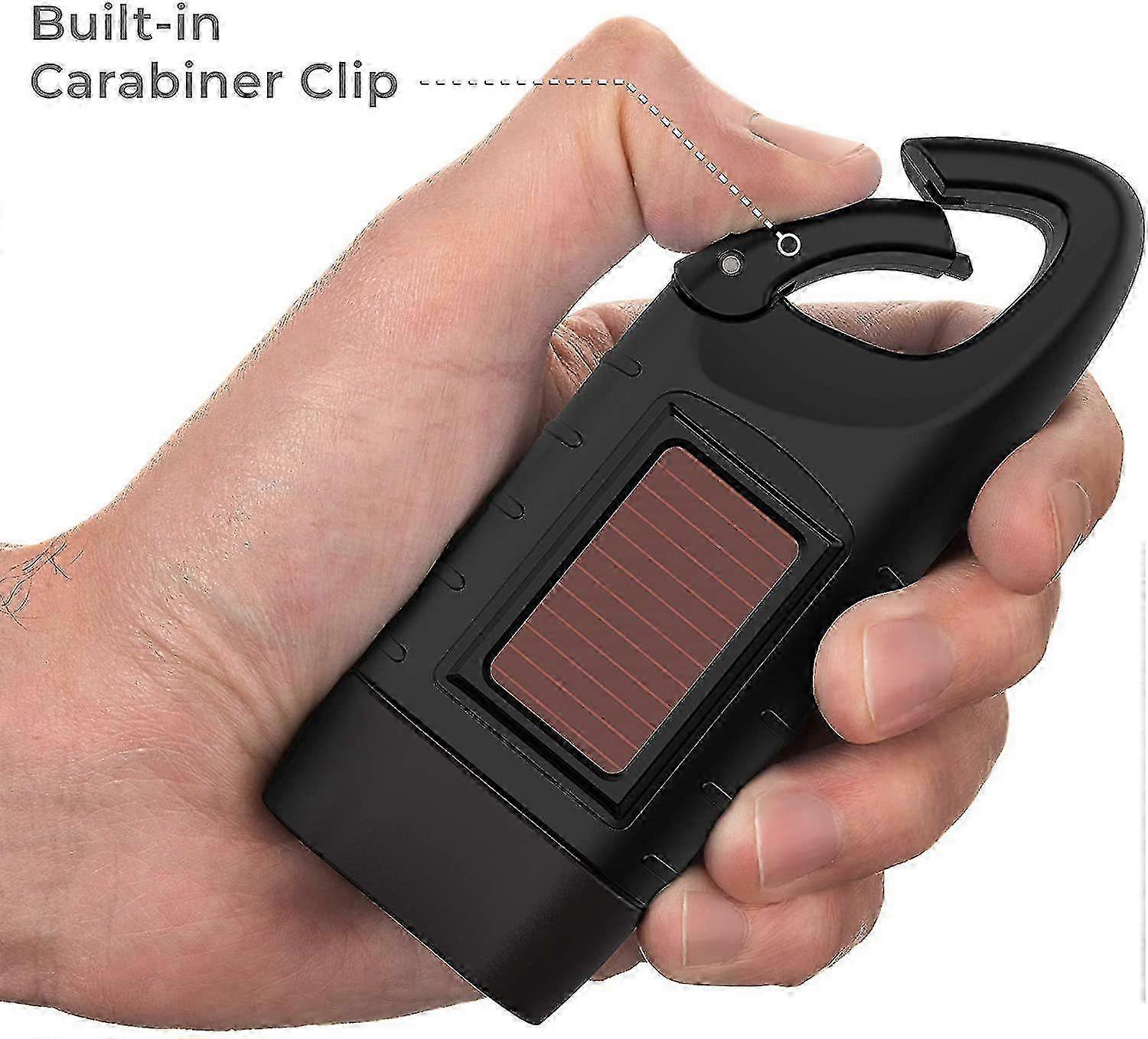 1 Pack Solar Hand Crank Rechargeable LED Emergency Torch Black