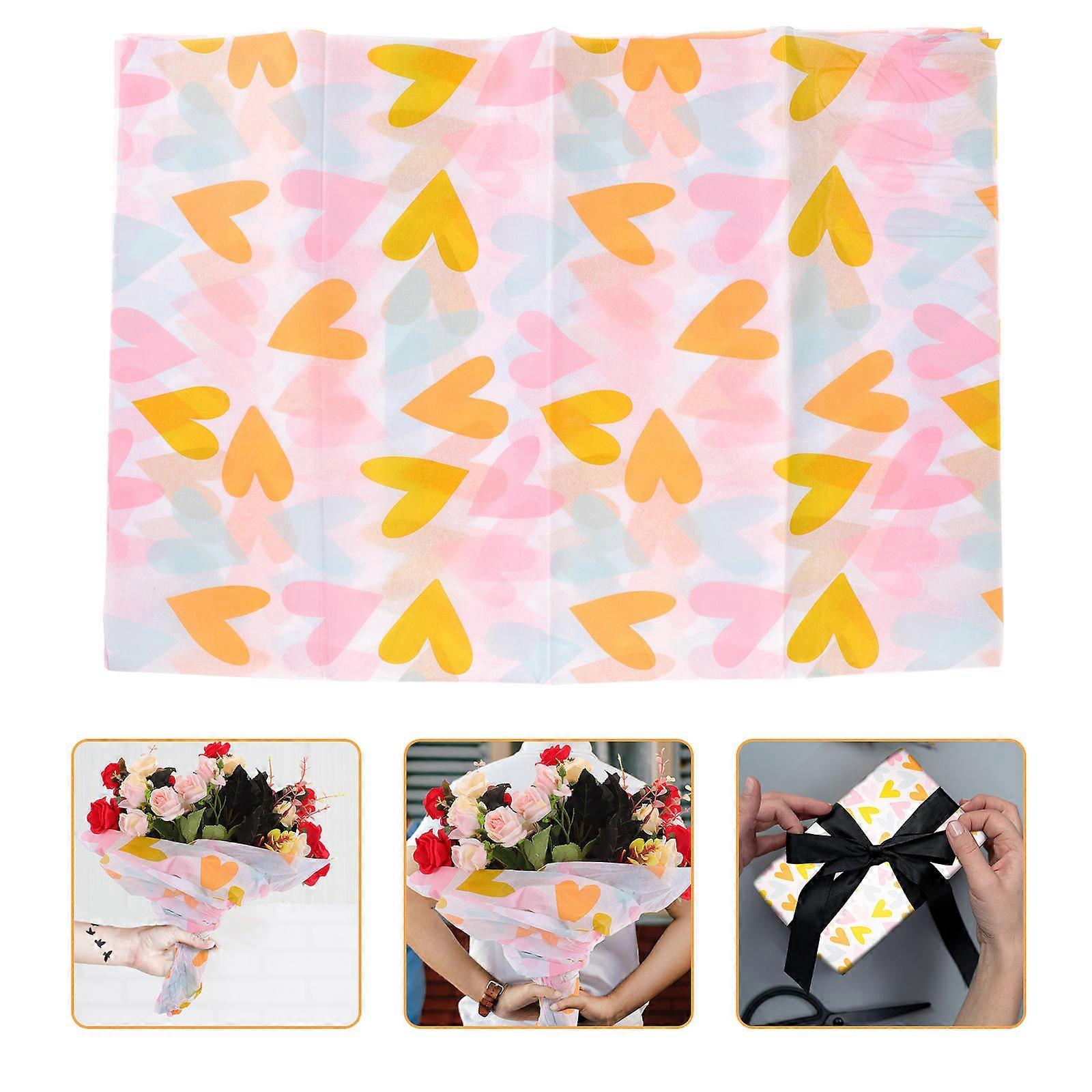 present Wrapping Diy Heart Pattern Elegant Wrapping Paper Safe Material For Bouquet And present Box 10 Sheets