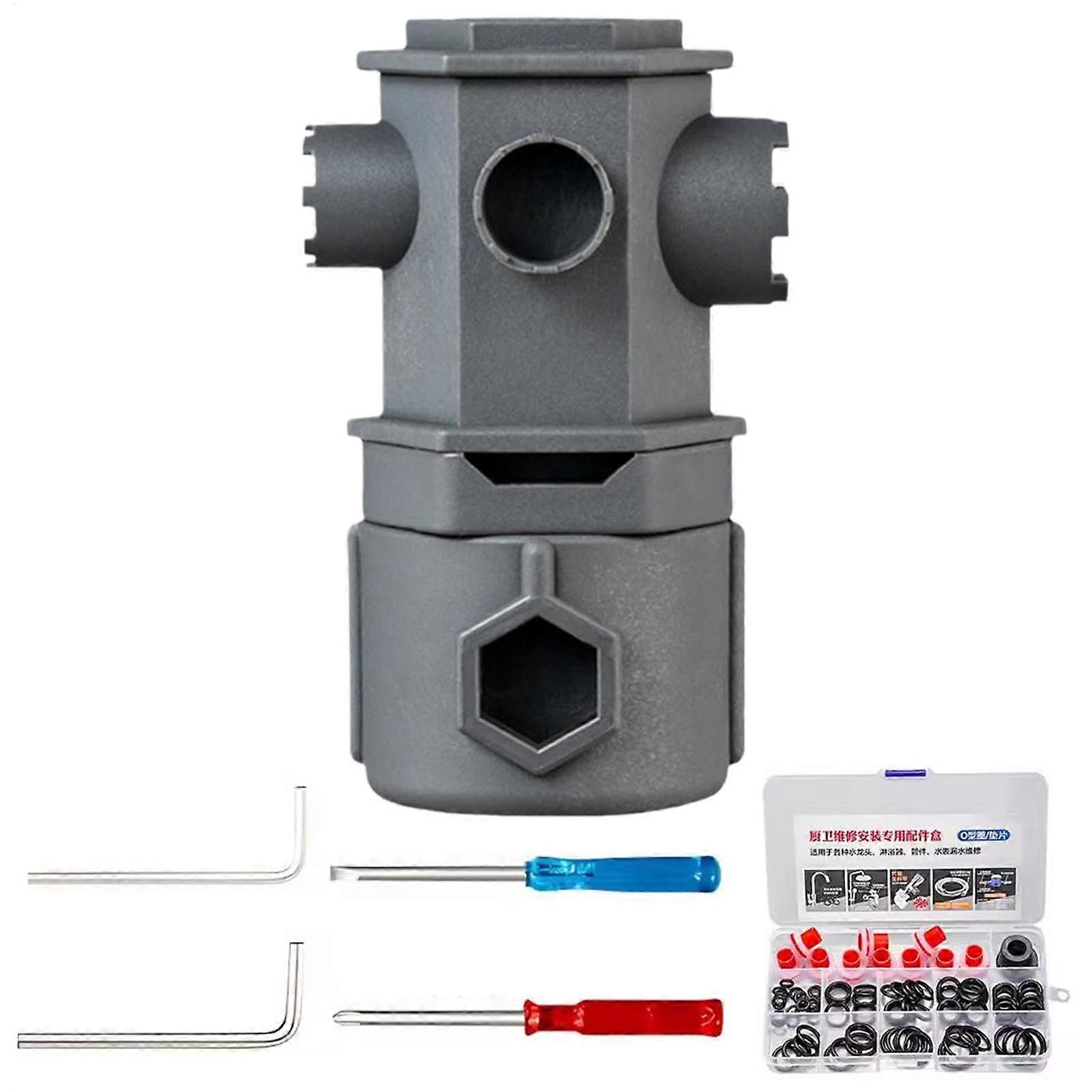 Multifunctional Faucet Wrench, 16-in-1 Plumbing Tool for Pipe Installations, 10 x 5 x 4.7 cm, Durable Design for Repairs