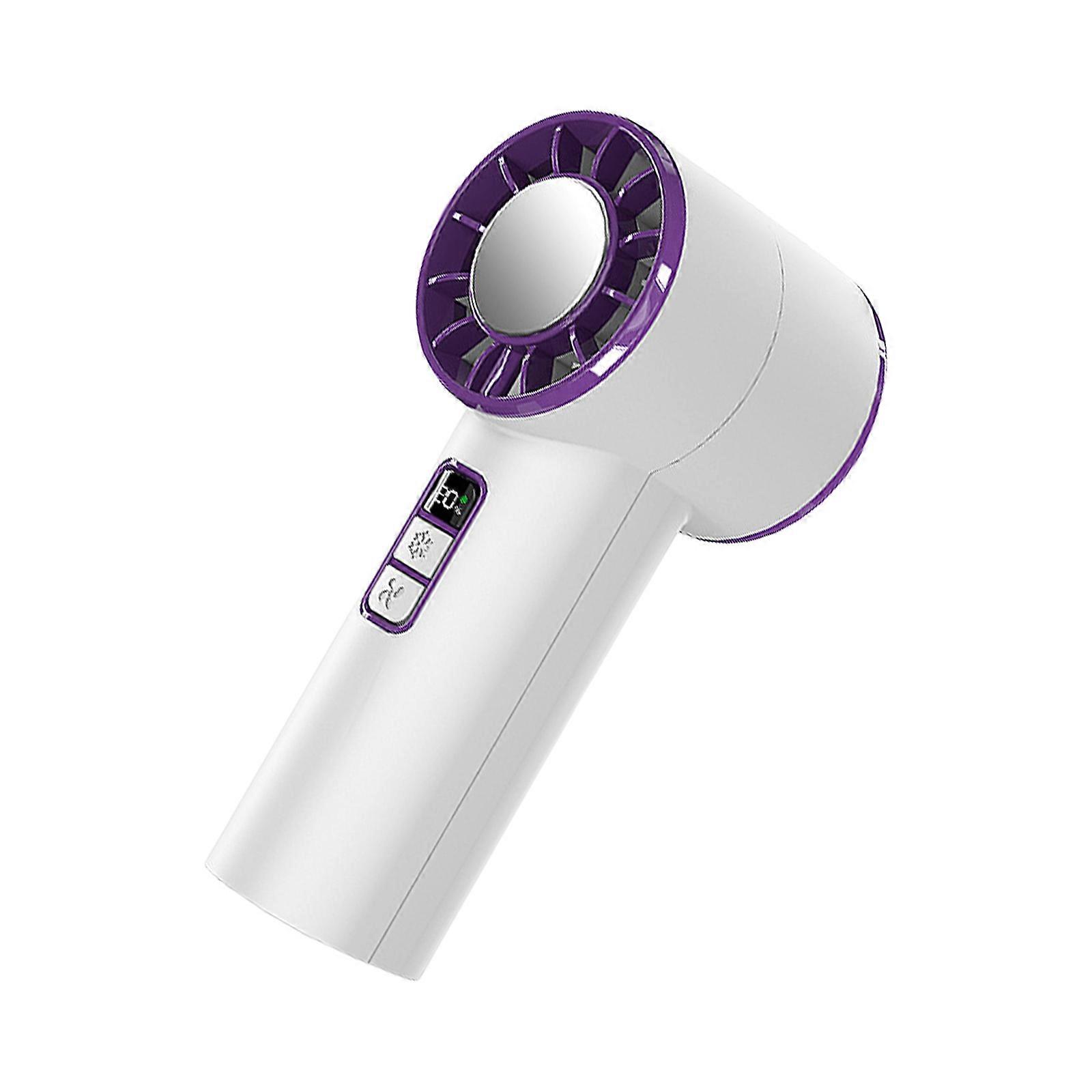 Handheld Electric Fan with LED Digital Display 2000mAh Battery USB Rechargeable Fan for Hiking Camping and Daily Use White