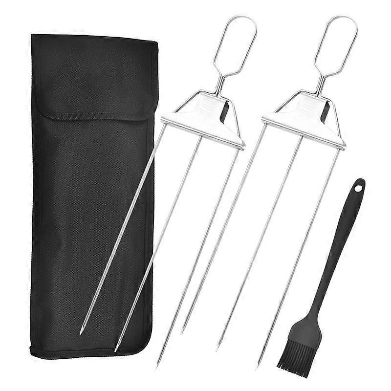 Pack 3-Way Skewers, Metal Skewers for Grill, BBQ Accessories, Meat, Chicken, Vegetables, Outdoor BBQs