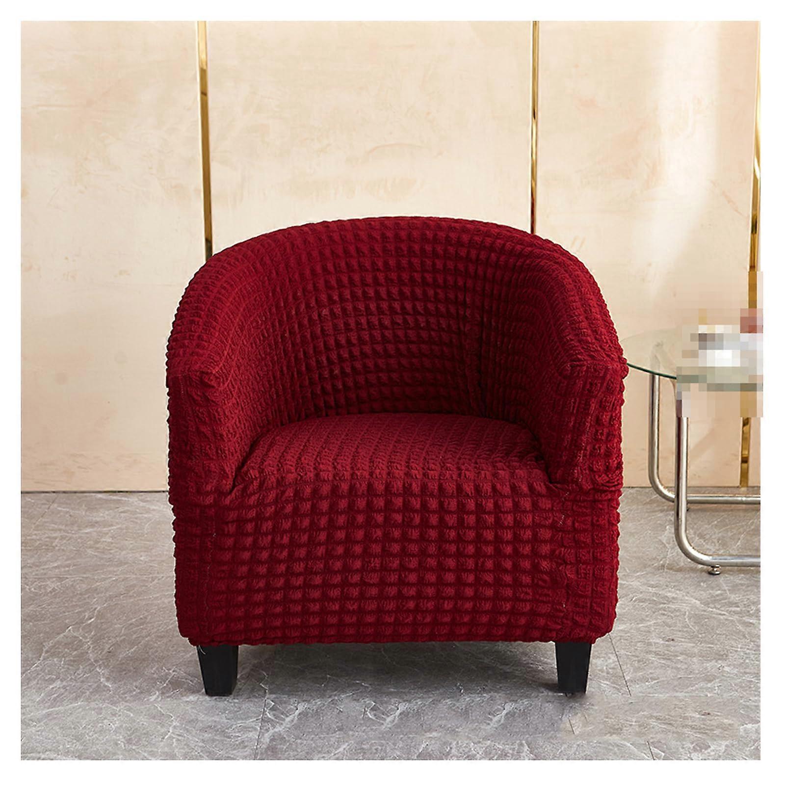 Curved Semicircular Sofa Cover, Washable Soft Couch Protector for Single Sofas, All Seasons, Wine Red Color, Living Room Use