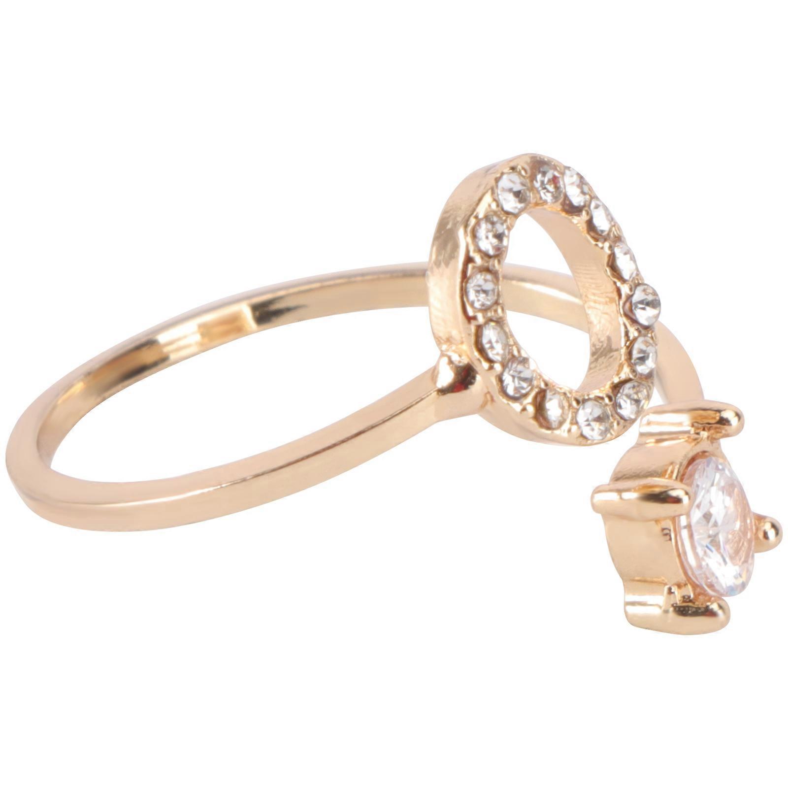 Fashion Ring with Rhinestone and Alloy for Decoration Golden Creative Design Fits Most Occasions Size 6.5