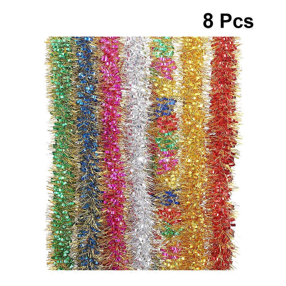 زينة عطلة إكليل ملونة شريط احتفالي للاحتفالات 8 قطع تصميم إكليل المواد