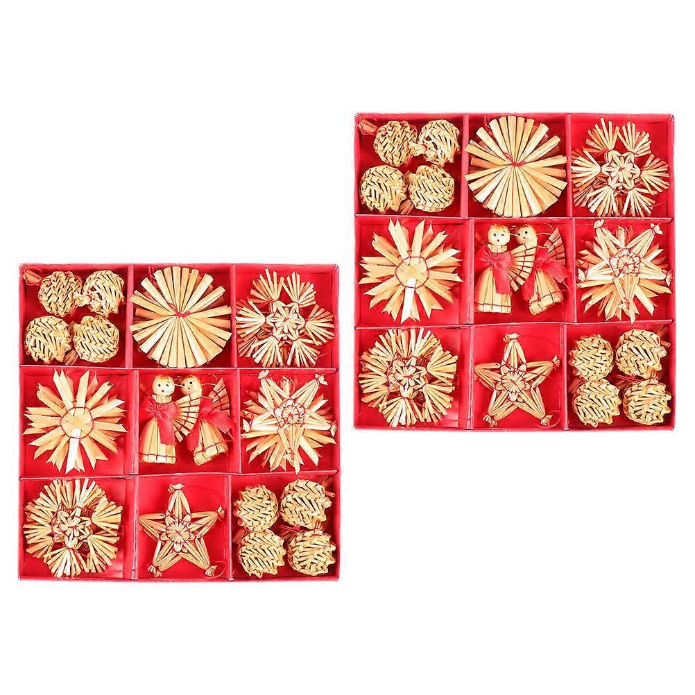 Pendant Ornaments Natural Decorations Mini Presents Square 2 Boxes