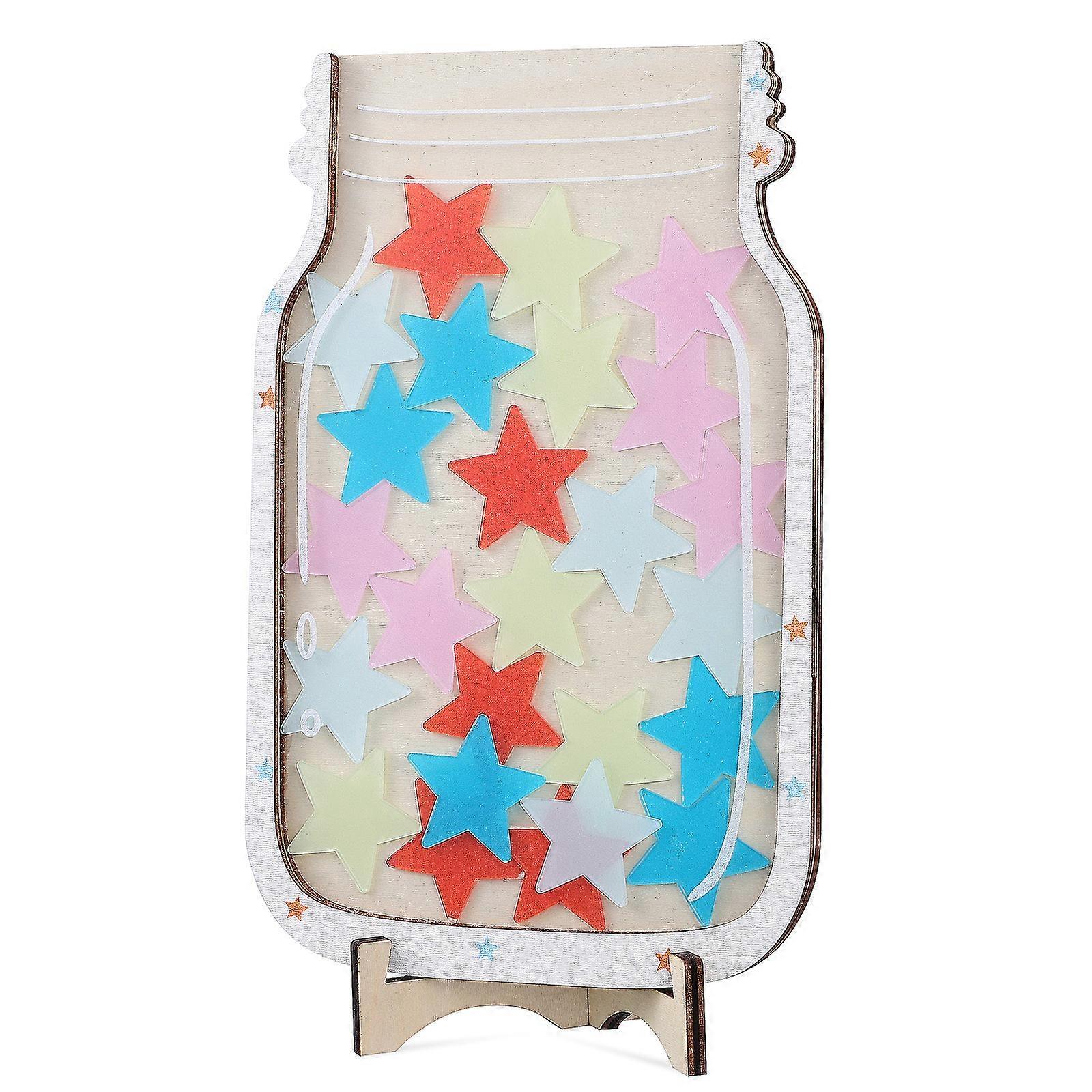 1 Set Reward Jar for Classroom with Incentive Tokens Wood Star Design for Kids and Students Behavior Management