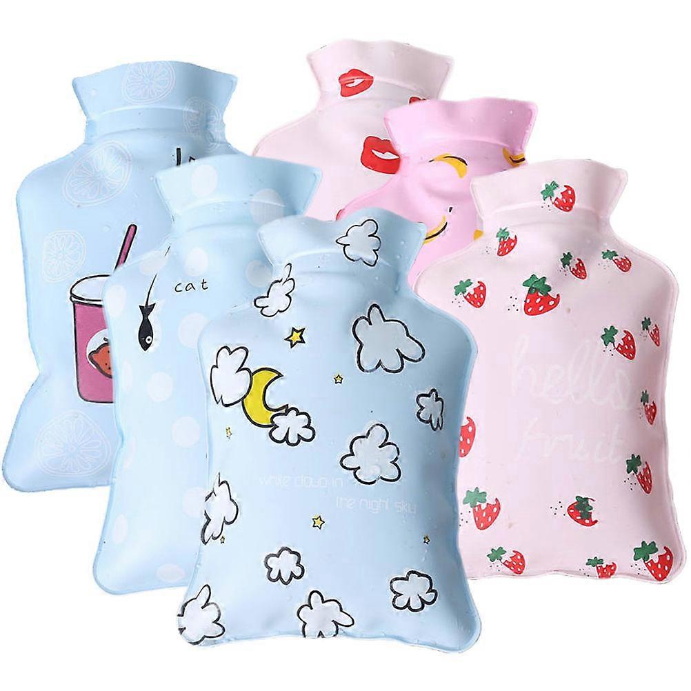 6Pcs Adorable Cartoon Hot Water Bottles Small Size Hand Warmer Bags