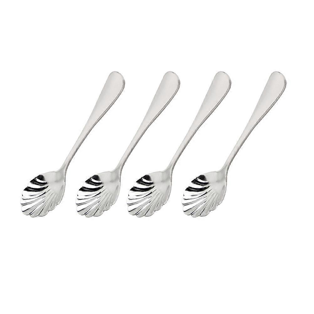 Shell Shaped Teaspoons Silver Color 13 2 X 3 3 X 1 Cm Kitchen Use Decorative Dessert Spoons 1Set