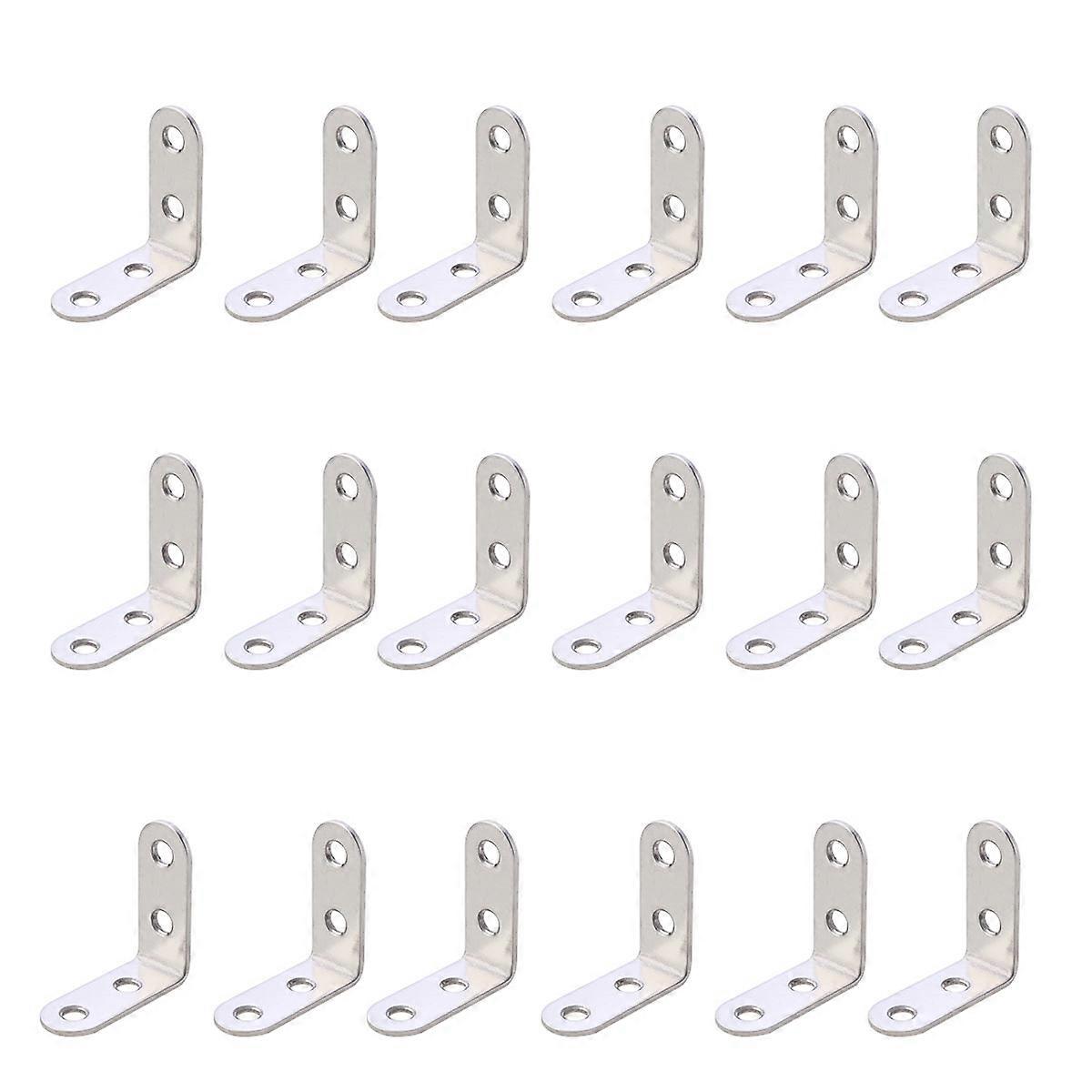 Sturdy Stainless Steel L-Shaped Shelf Brackets for Home Use Silver 18 Pcs Right Angle