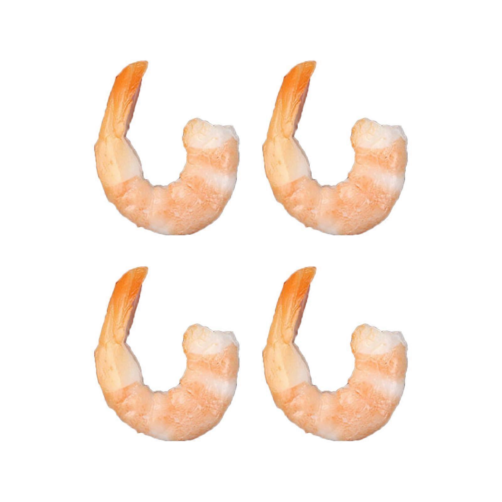4 Pcs Artificial Shrimp PVC Simulated Food Shrimp Shrimp Model Decoration