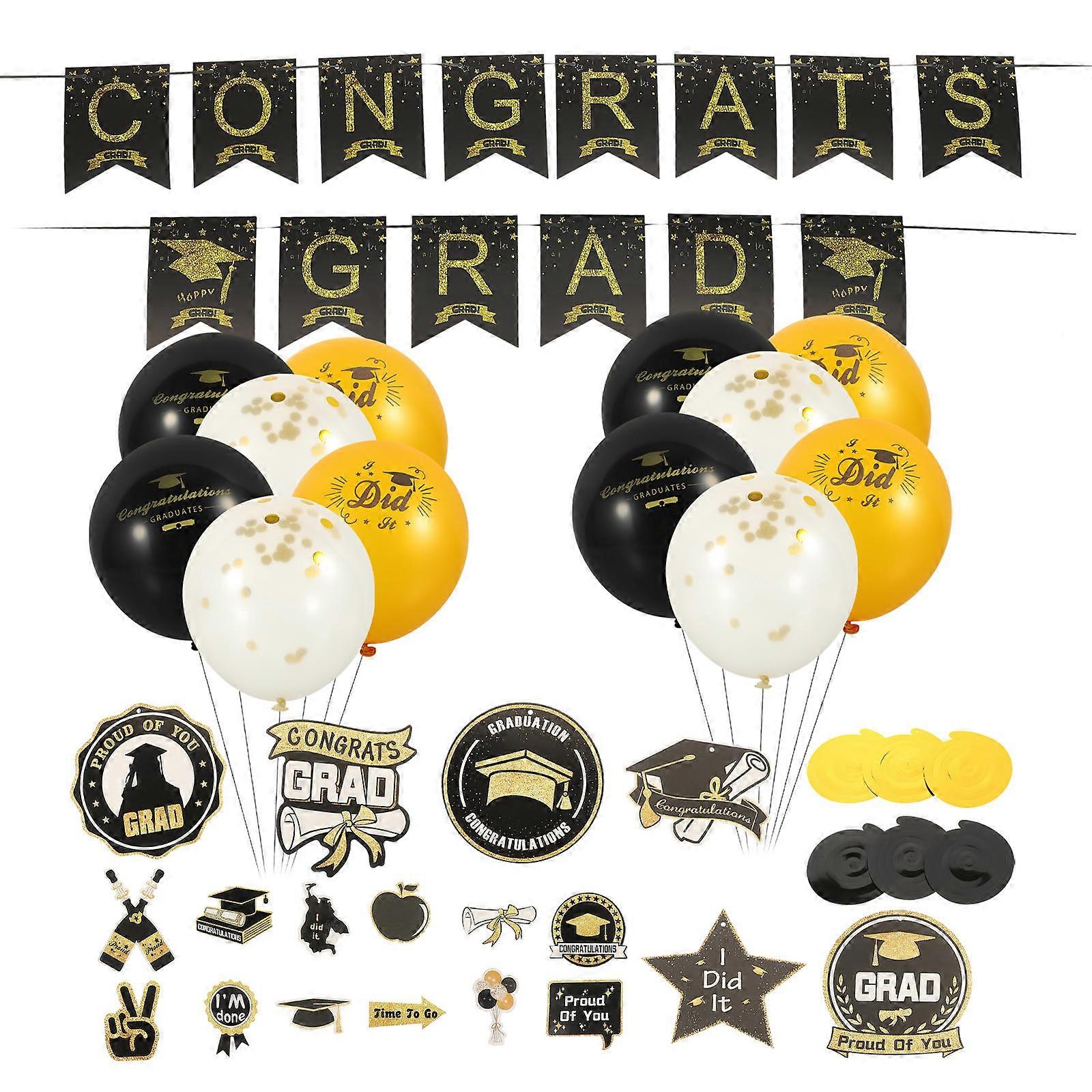 Graduation Season Party Decorations Grad Balloon Cake Picks Set Suitable For Graduation Ceremony Assorted Decoration 1 Set