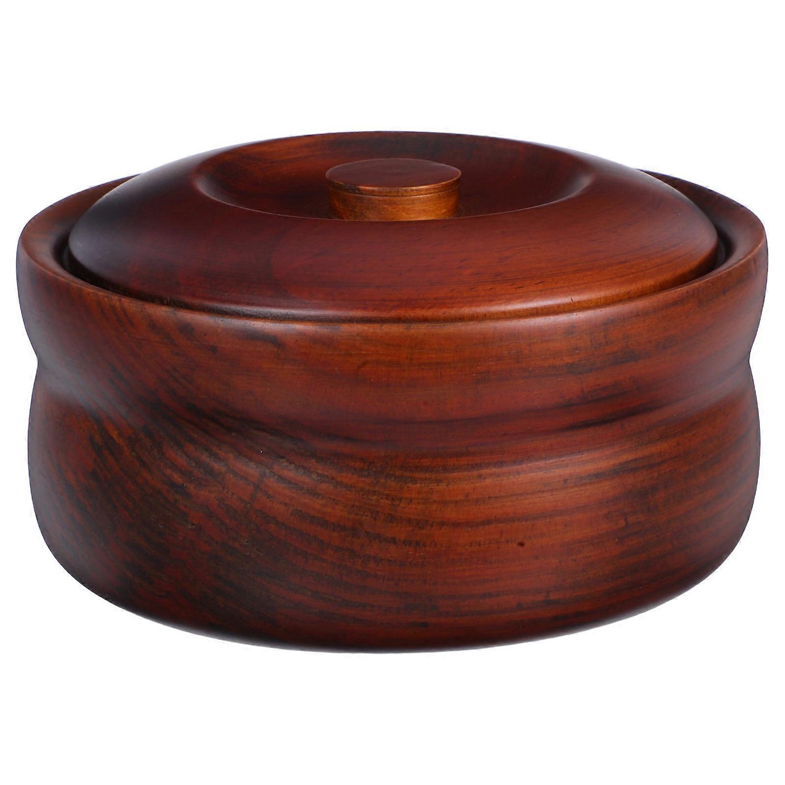 Wooden Serving Bowl with Lid Natural Salad, Miso Soup, and Fruit Storage Container for Lunch and Snacks