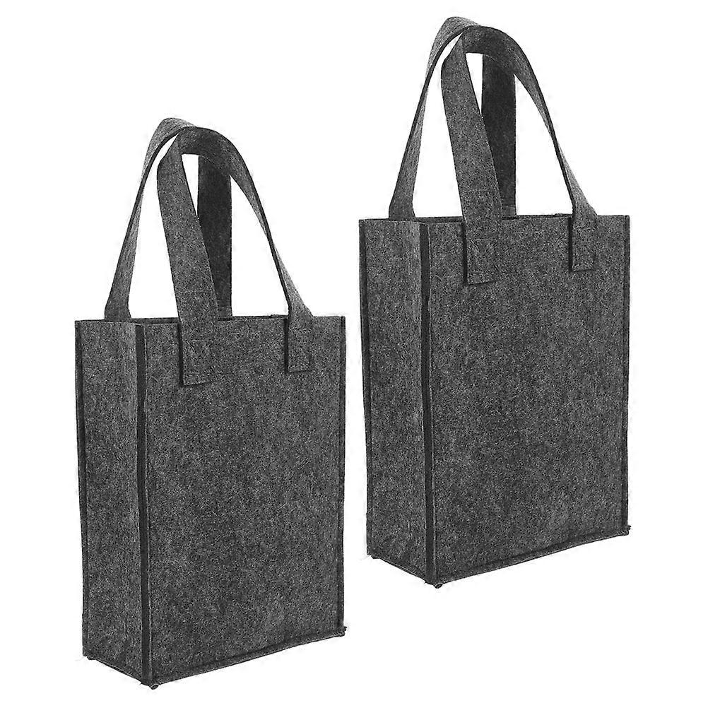 Portable Wine Carrier Bag for Two Bottles with Divider Safe and Secure Felt Grey Storage Bag for Travel Parties