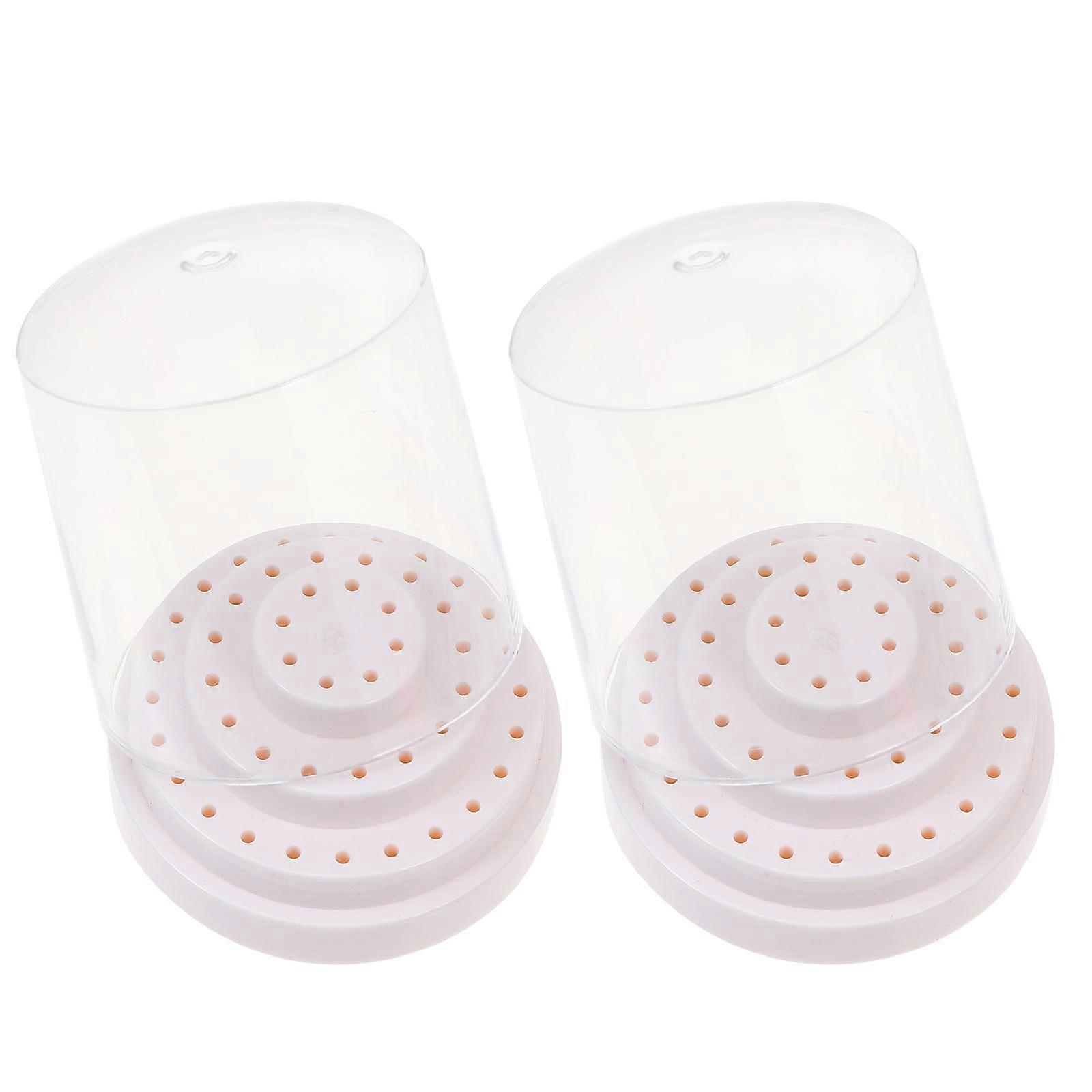 Nail Drill Bit Holder Storage Box for Home Use White PP Organizer with Transparent Design