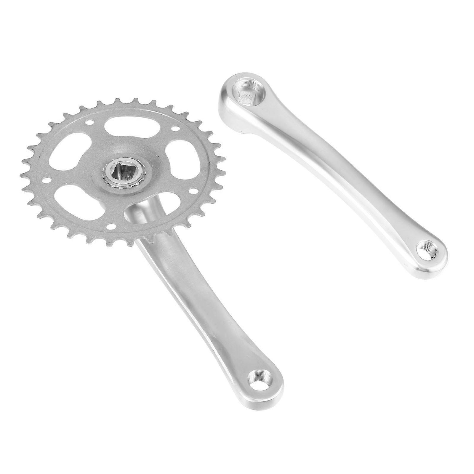 1 Set Silver Bike Crankset with Single Chainring for Single Speeds Bikes Aluminum Alloy