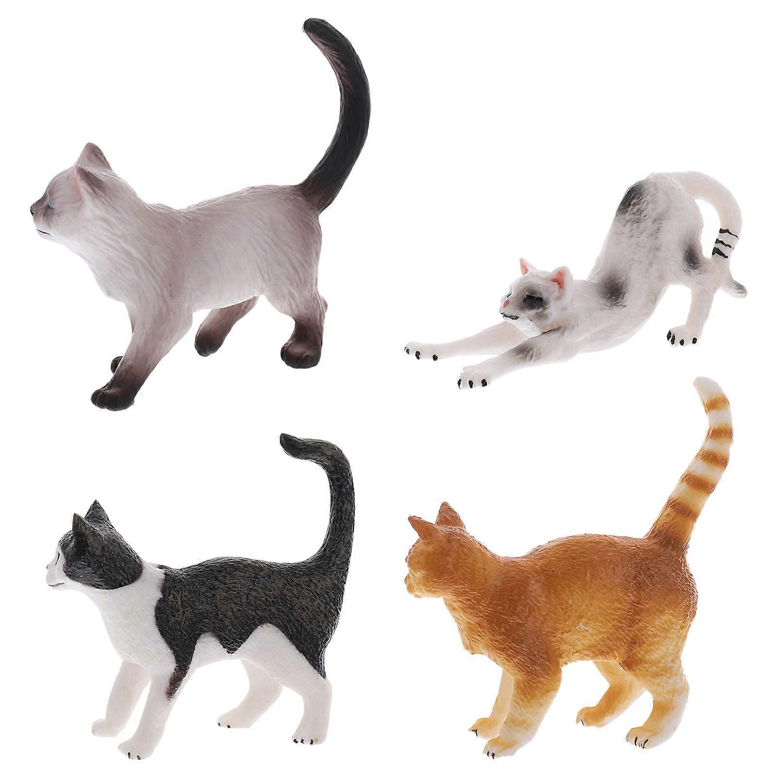 Miniature Cat Figurine 4Pcs Cute Cat Desktop Decoration Charming Cat Shape Ornaments Small Size Perfect For Cat Lovers Home Decor