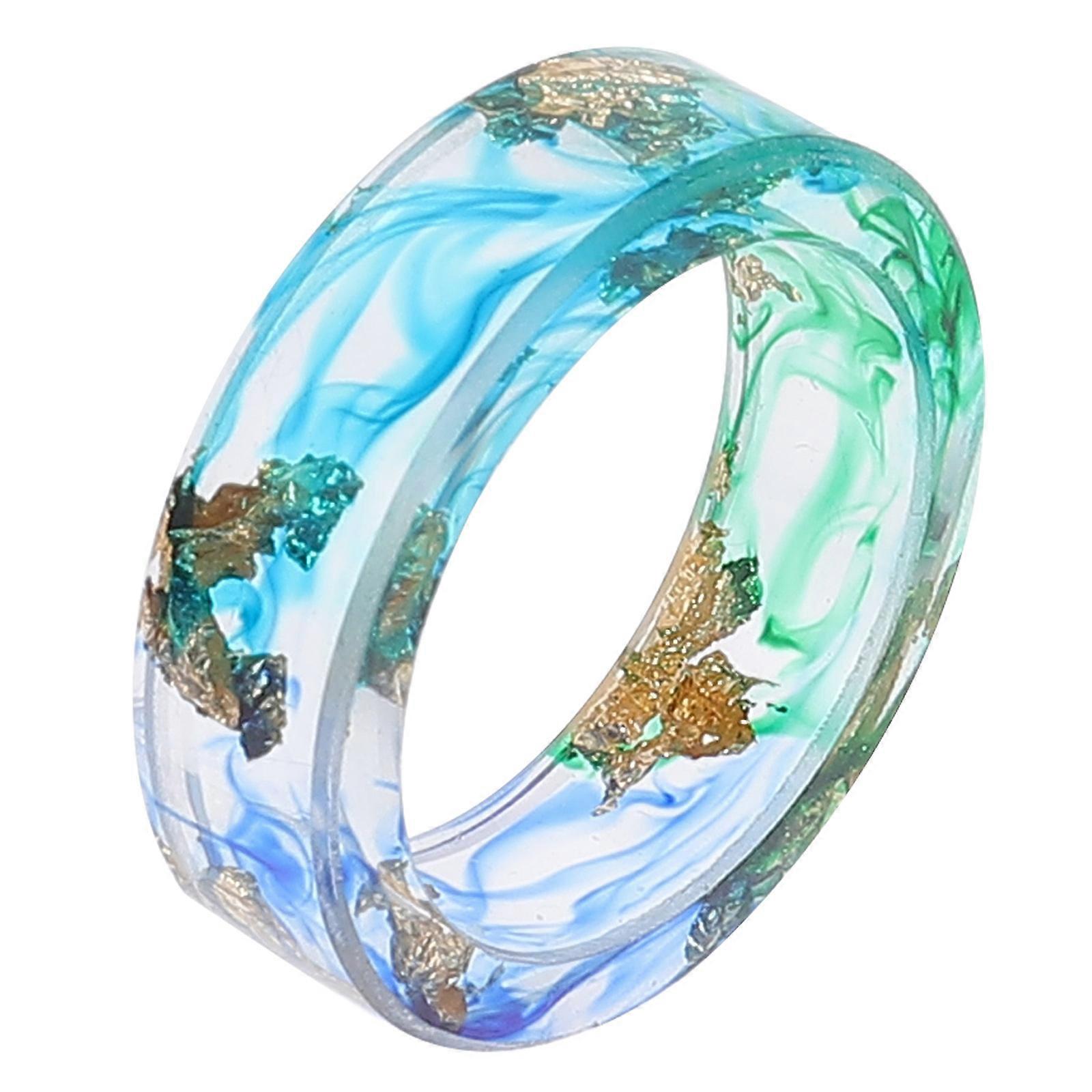 Delicate Resin Ring with Gold Foil Handcrafted Jewelry for Festivals Daily Wear Comfortable Durable Unique Design for Costume Parties