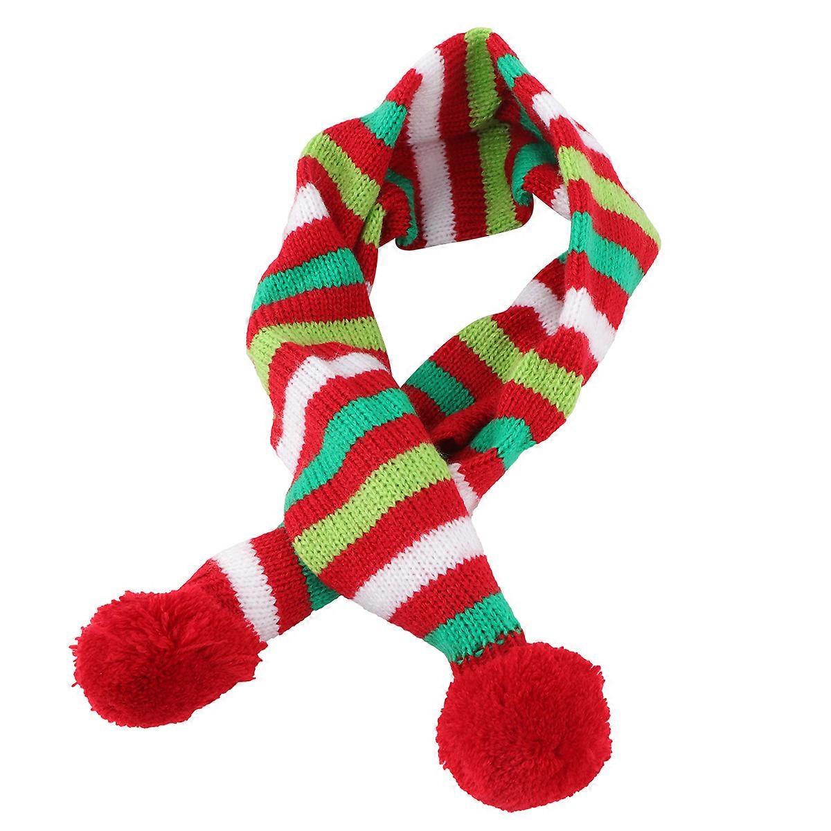Christmas Pet Scarf with Beautiful Stripe Pattern for Dogs and Cats Acrylic Multi 2 Pcs