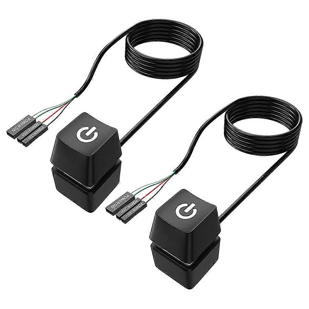 PC Power Button Extension Cable for Home Black Copper Material 2 Pieces