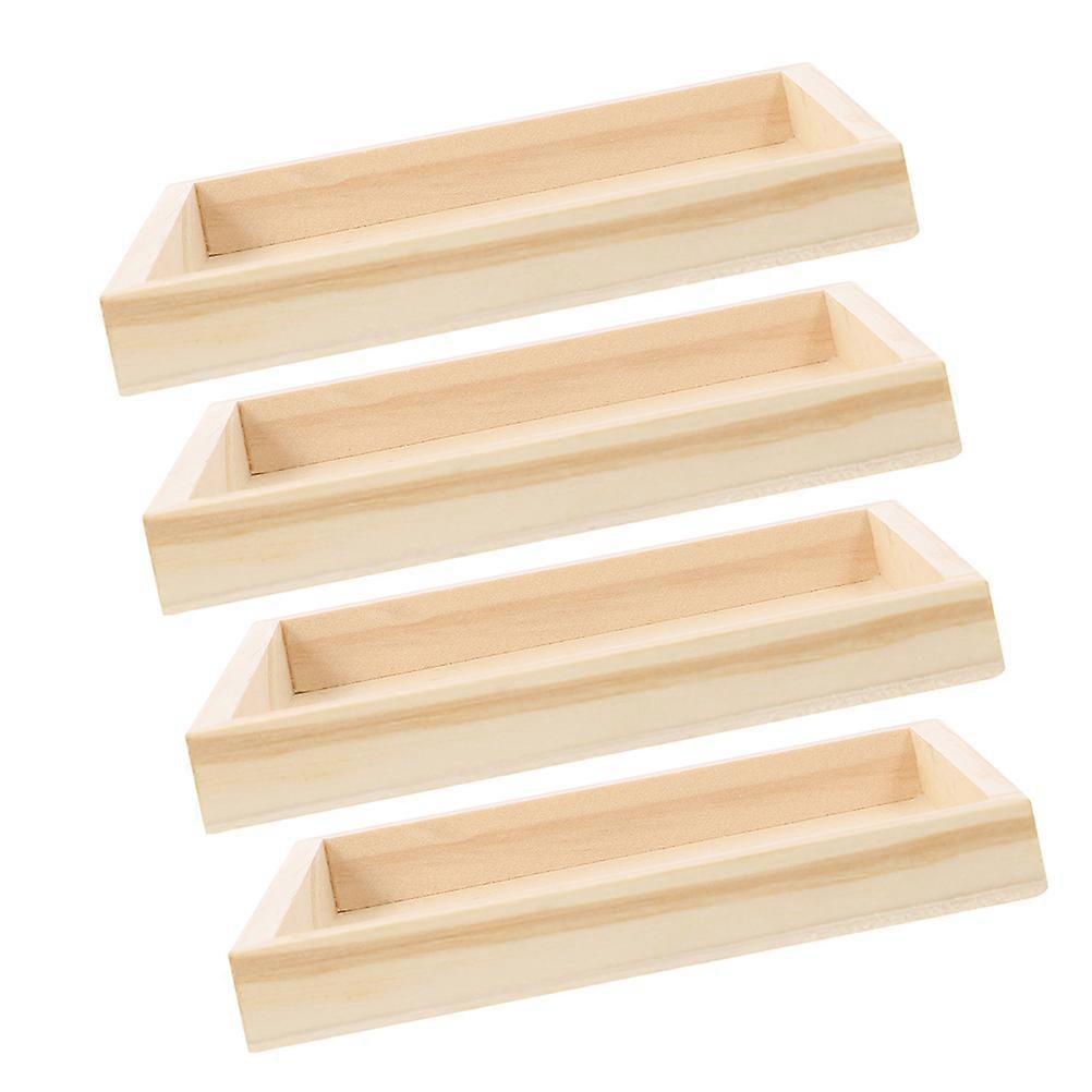 Wooden Nested Blocks Trays Puzzle Toy Storage 12X12X1.5CM Beige Practical Design 4Pcs