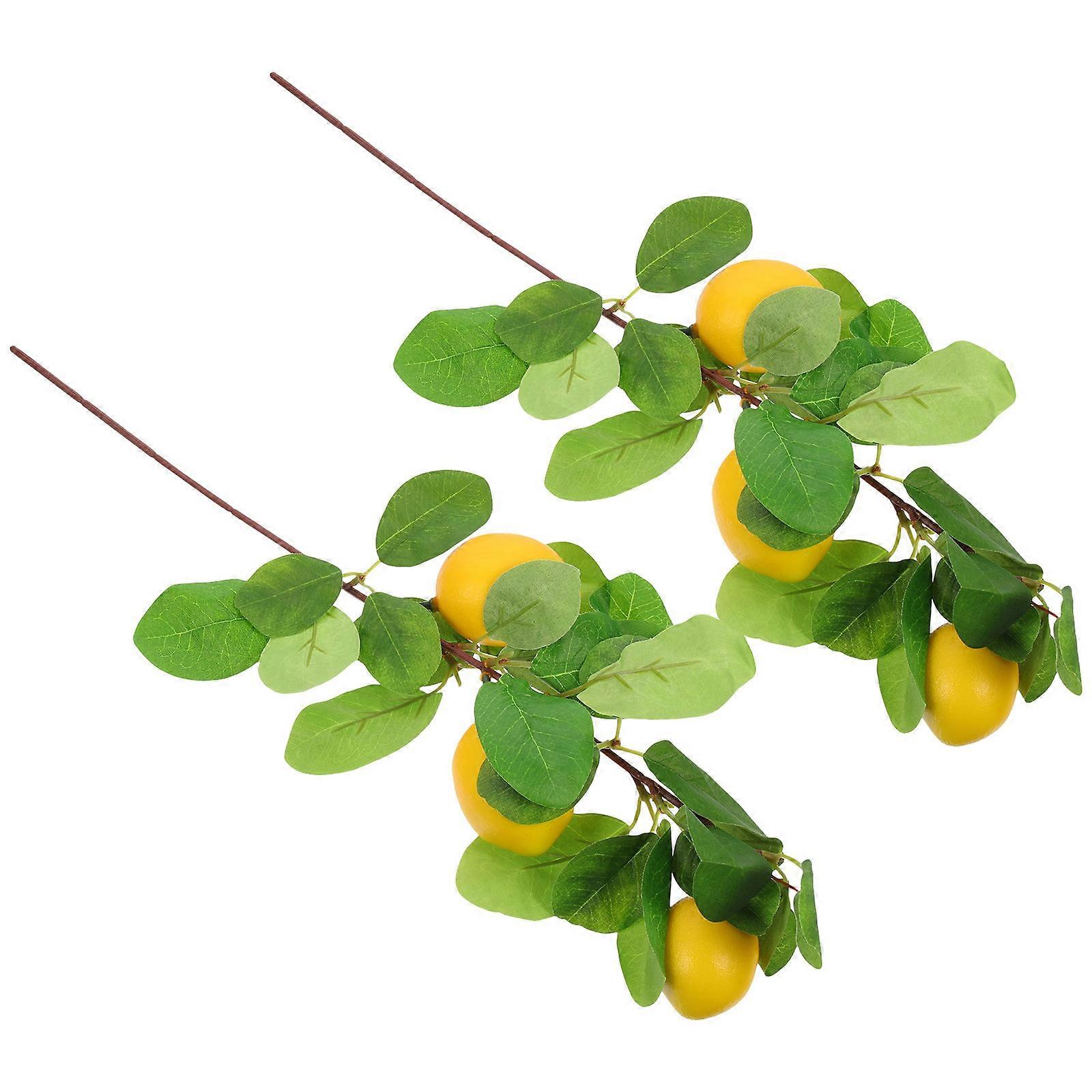 Decorative Lemon Stems For Vase Decoration With Branch Shape Foams Material 2Pcs