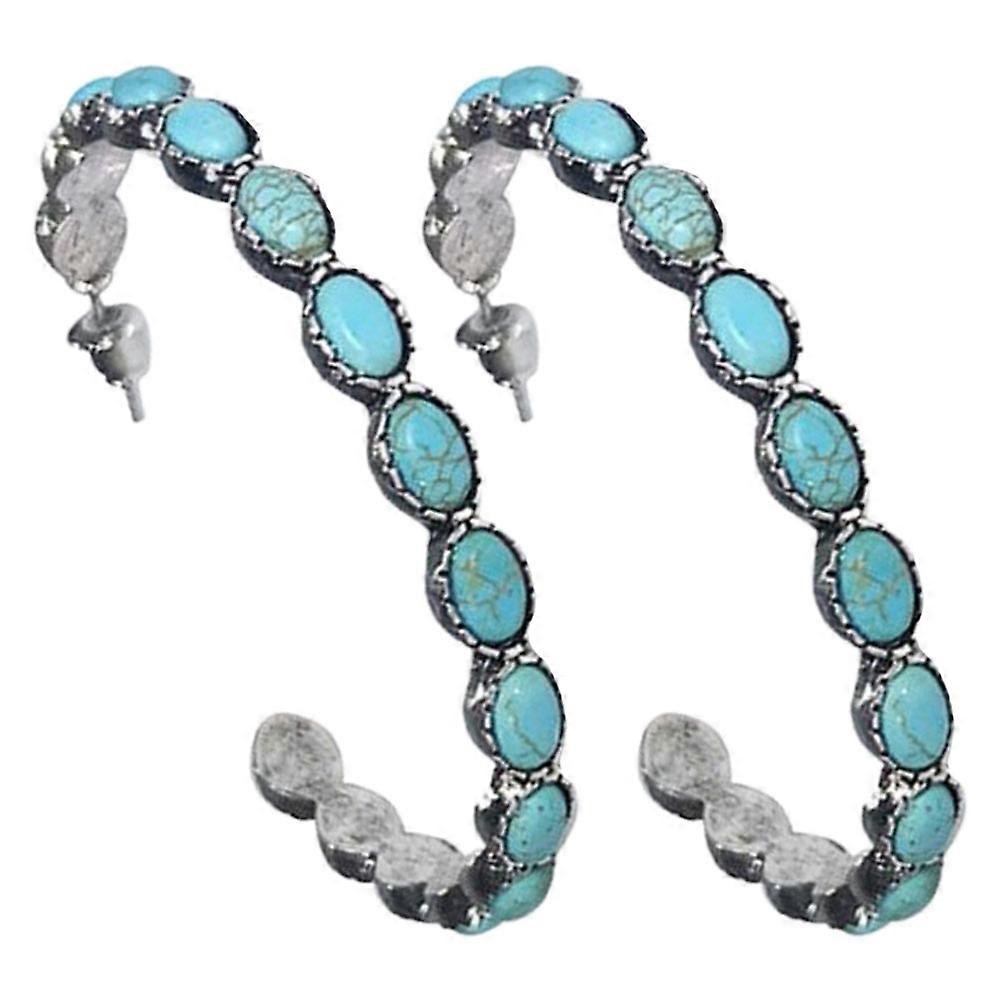 Green Metal Turquoise Bead Earrings for Decor Delicate Design