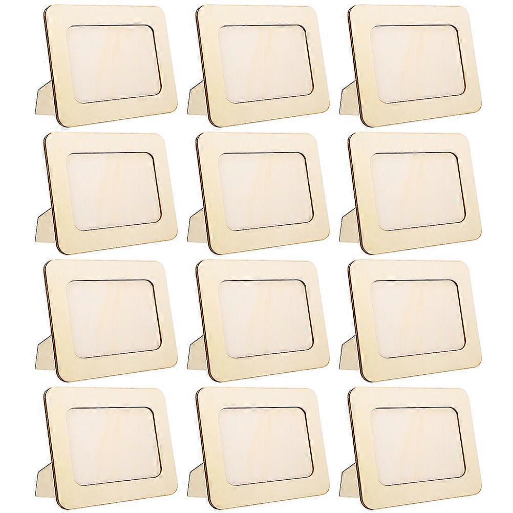 Craft Unfinished Picture Frame 12Pcs Wood Set Perfect For Photography Enthusiasts Light Yellow Color Rectangular Style