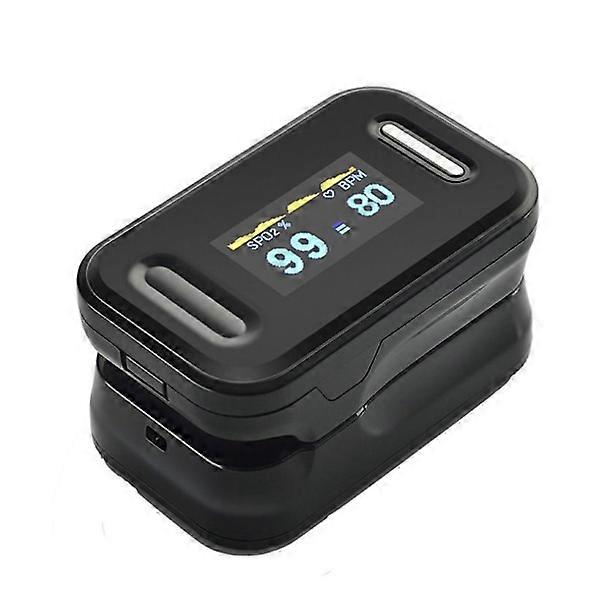BLACK Finger Pulse Oximeter for Measuring Oxygen Saturation and Heart Rate, Health Monitor