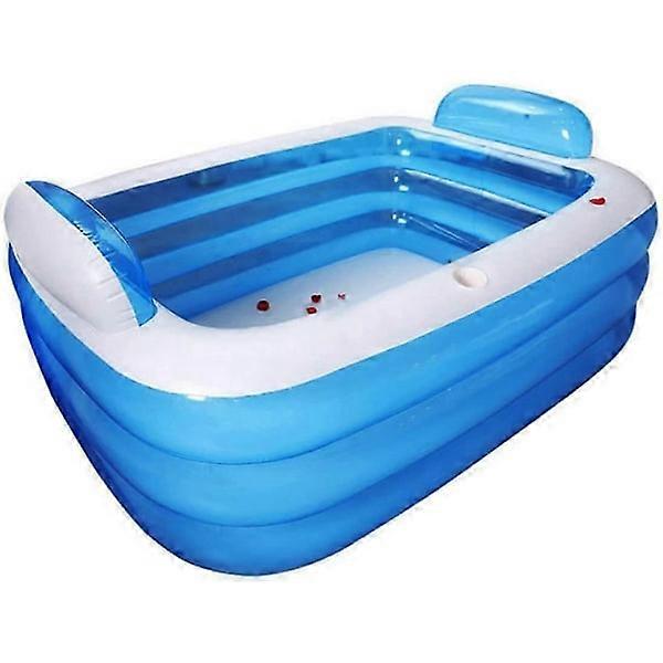 Inflatable Pool - PVC Pool for Children and Adults - Perfect Outdoor Splash Pool for Garden, Terrace, Balcony - Rectangular