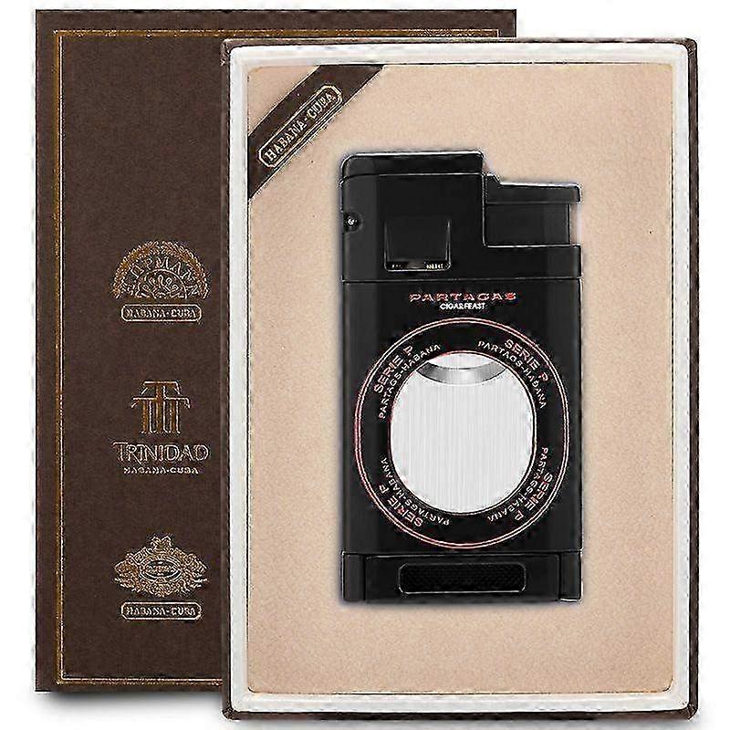 2-in-1 Windproof Cigar Lighter with Straight Cutter for Travel, Outdoor & Home Use - Compact & Refillable Butane Lighter Model CLB-23IX2