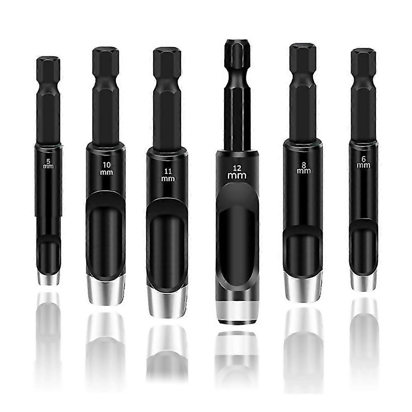 For 6pcs Hollow Punch Set Leather Hole Punch Tool Flexible Drill Bit Set