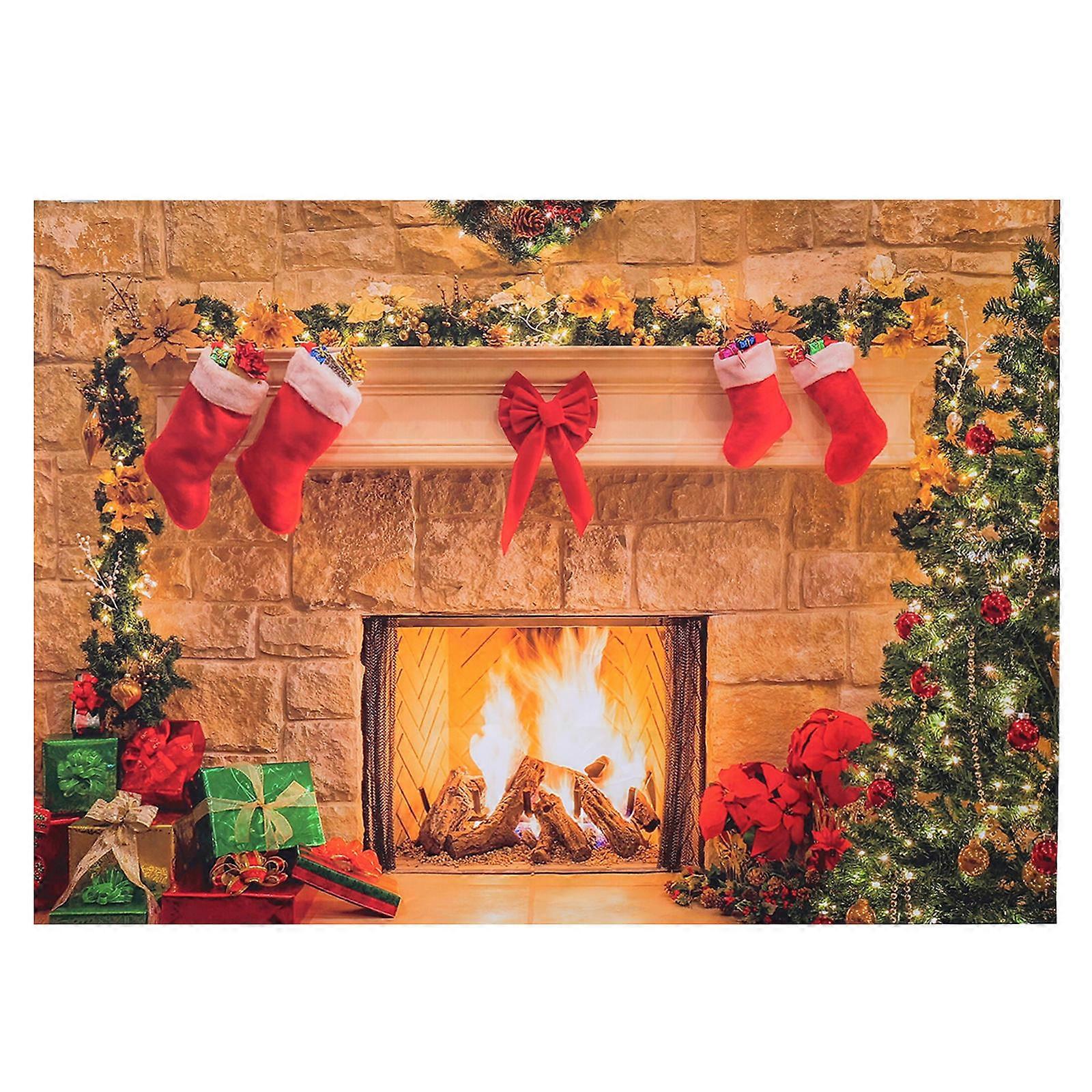 Festive 3D Tree And Fireplace Backdrop Picture Banner 210x150cm Perfect For Weddings And Christmas Events 1Pack