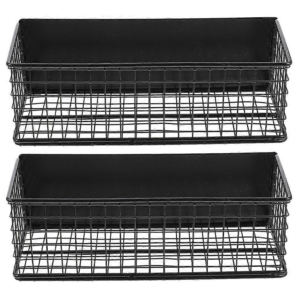 Magnetic Shelf for Refrigerator Black Iron Storage Organizer 2Pcs for Home