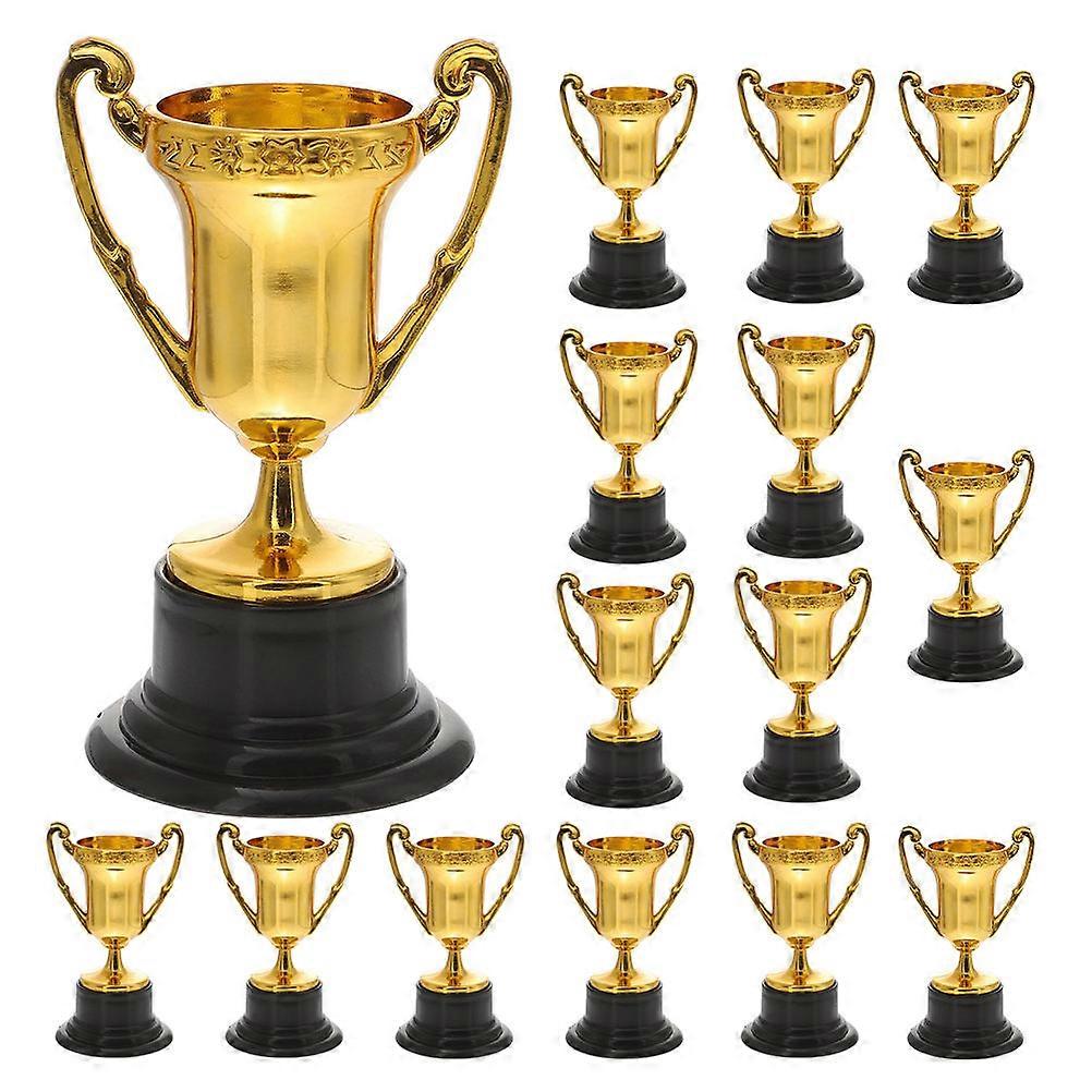 Golden Plastic Small Trophy for Competition Award Trophy with 15Pcs Cups