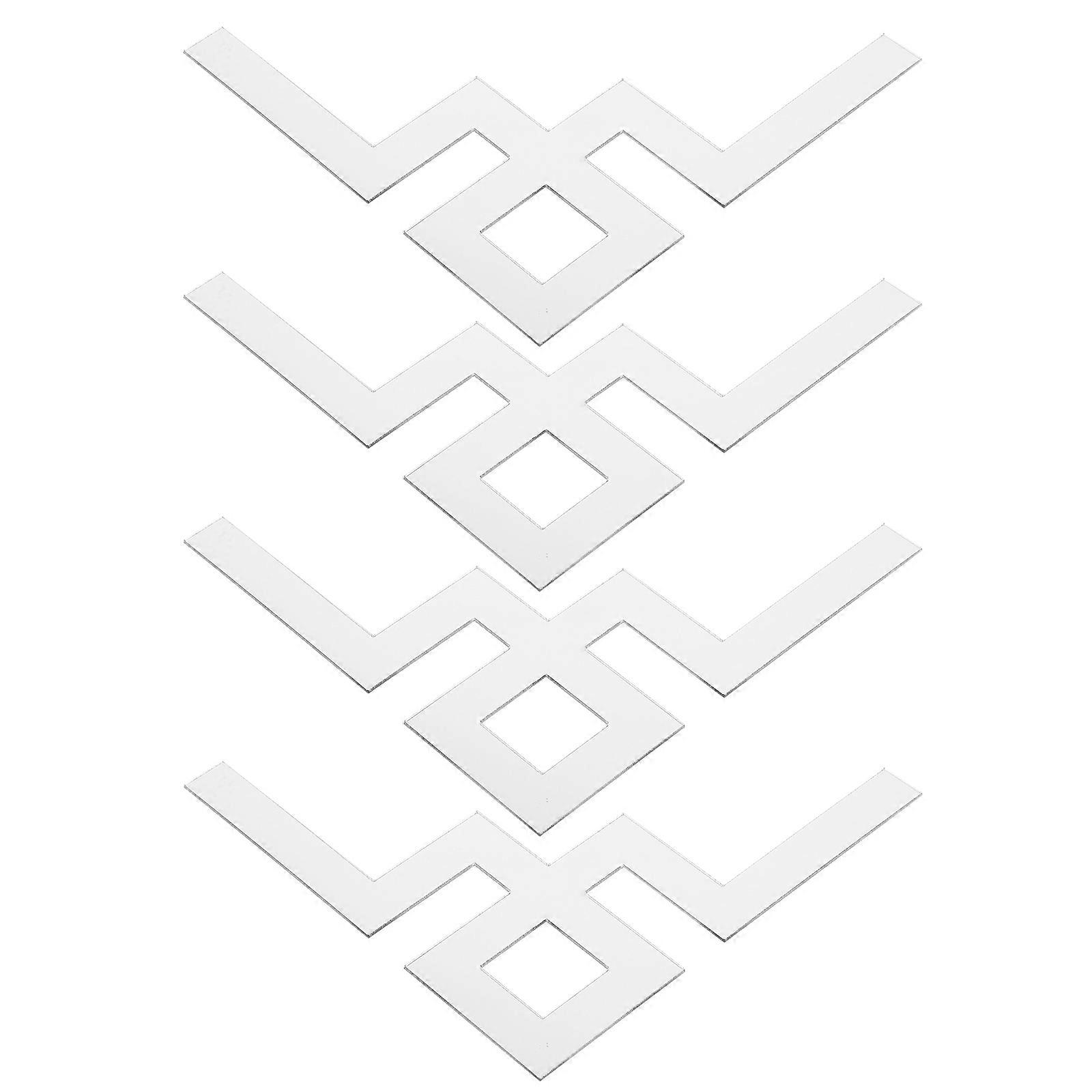 Corner Mirror Wall Sticker Wall Decor for Cabinet 4Pcs Acrylic Silver