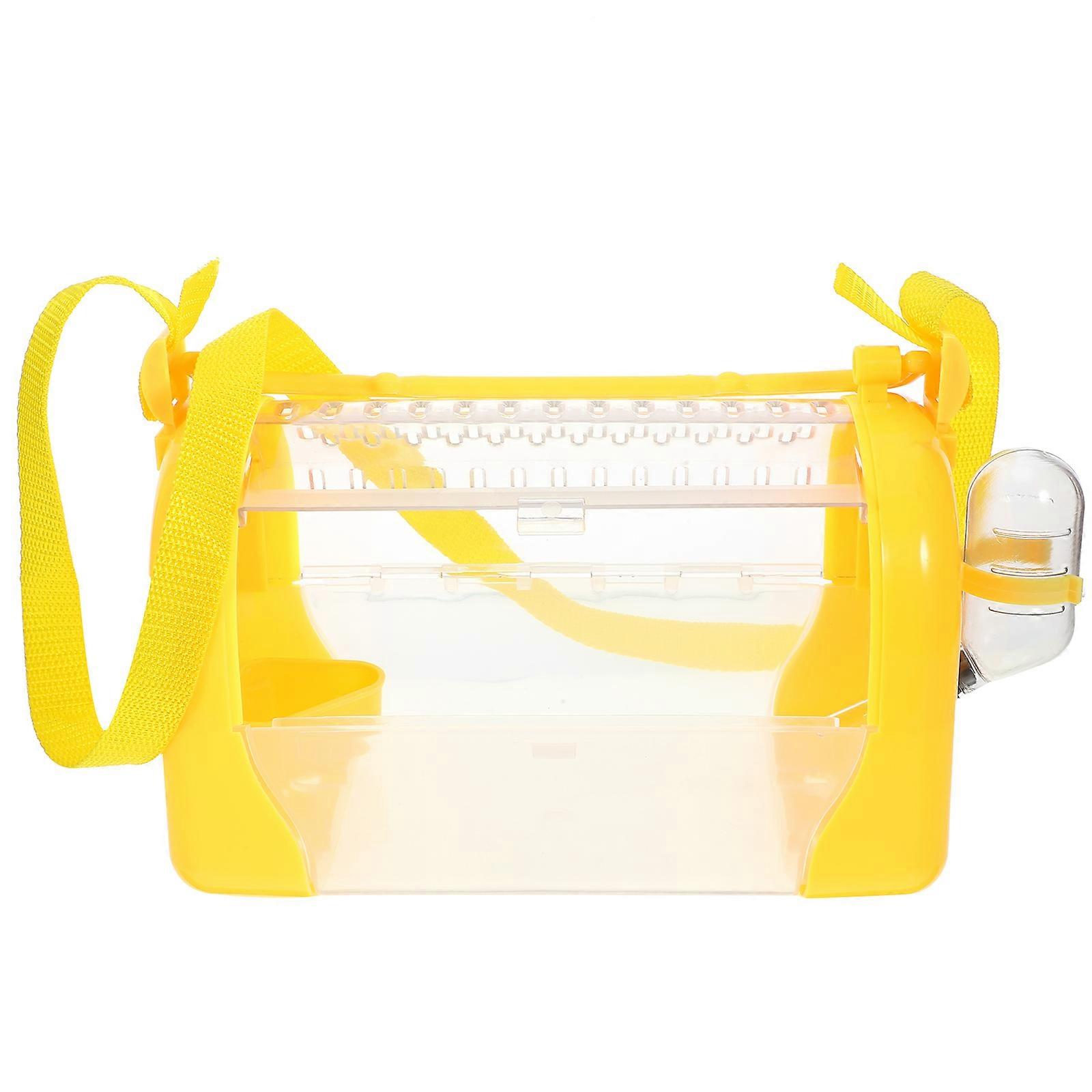 Transparent Portable Hamster Cage with Food Bowl & Water Bottle – Compact Plastic Pet Carrier for Dwarf Hamsters and Small Animals